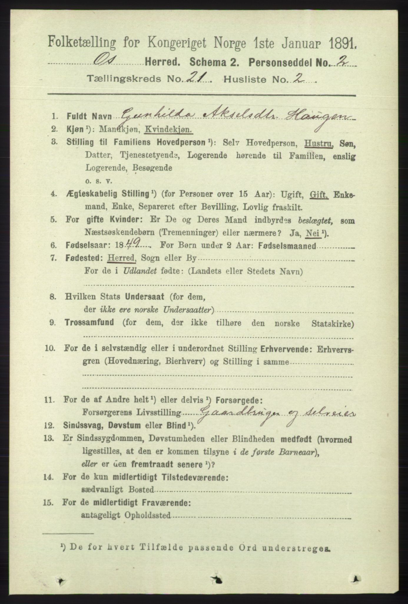 RA, 1891 census for 1243 Os, 1891, p. 4846