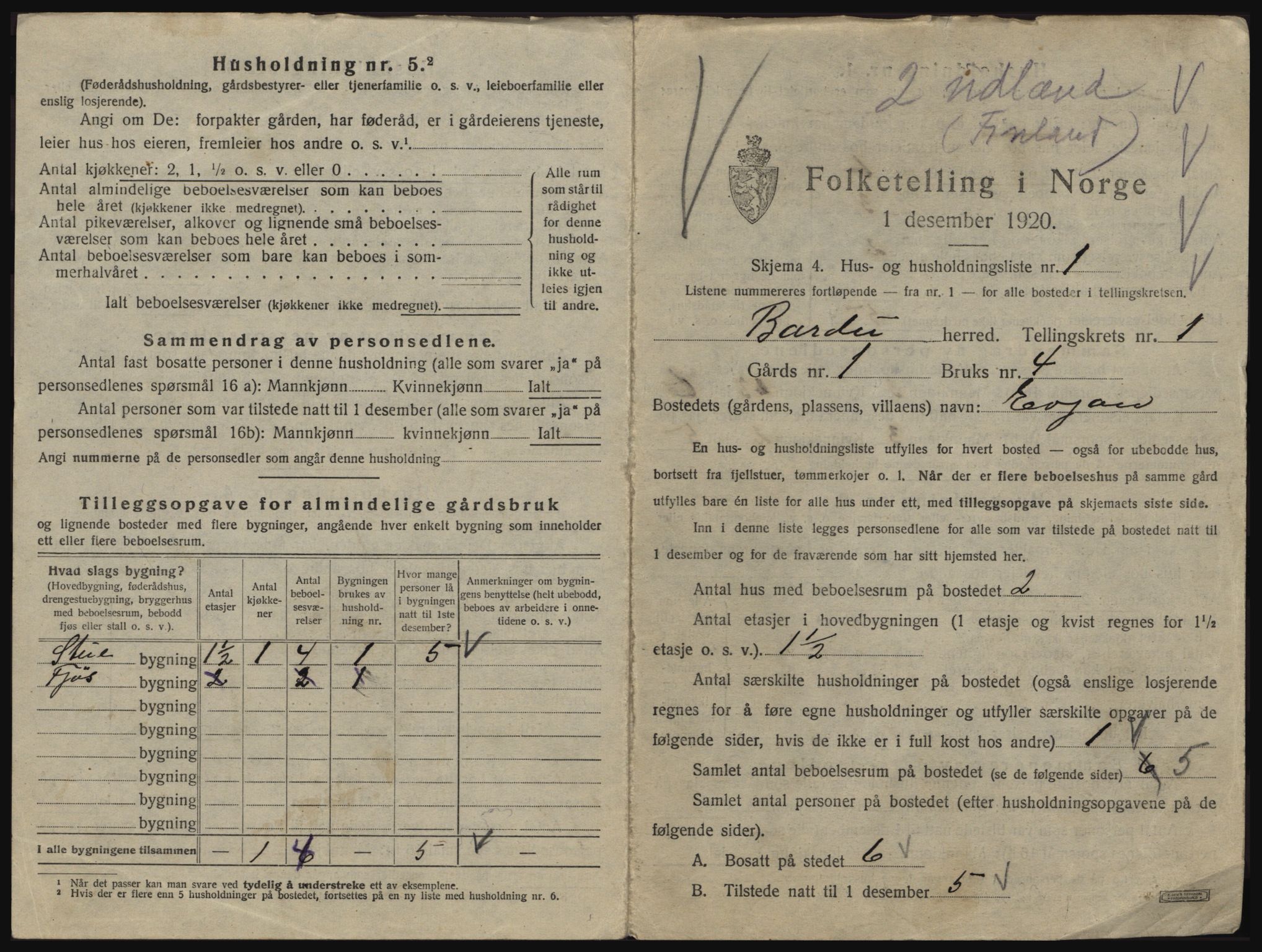 SATØ, 1920 census for Bardu, 1920, p. 57