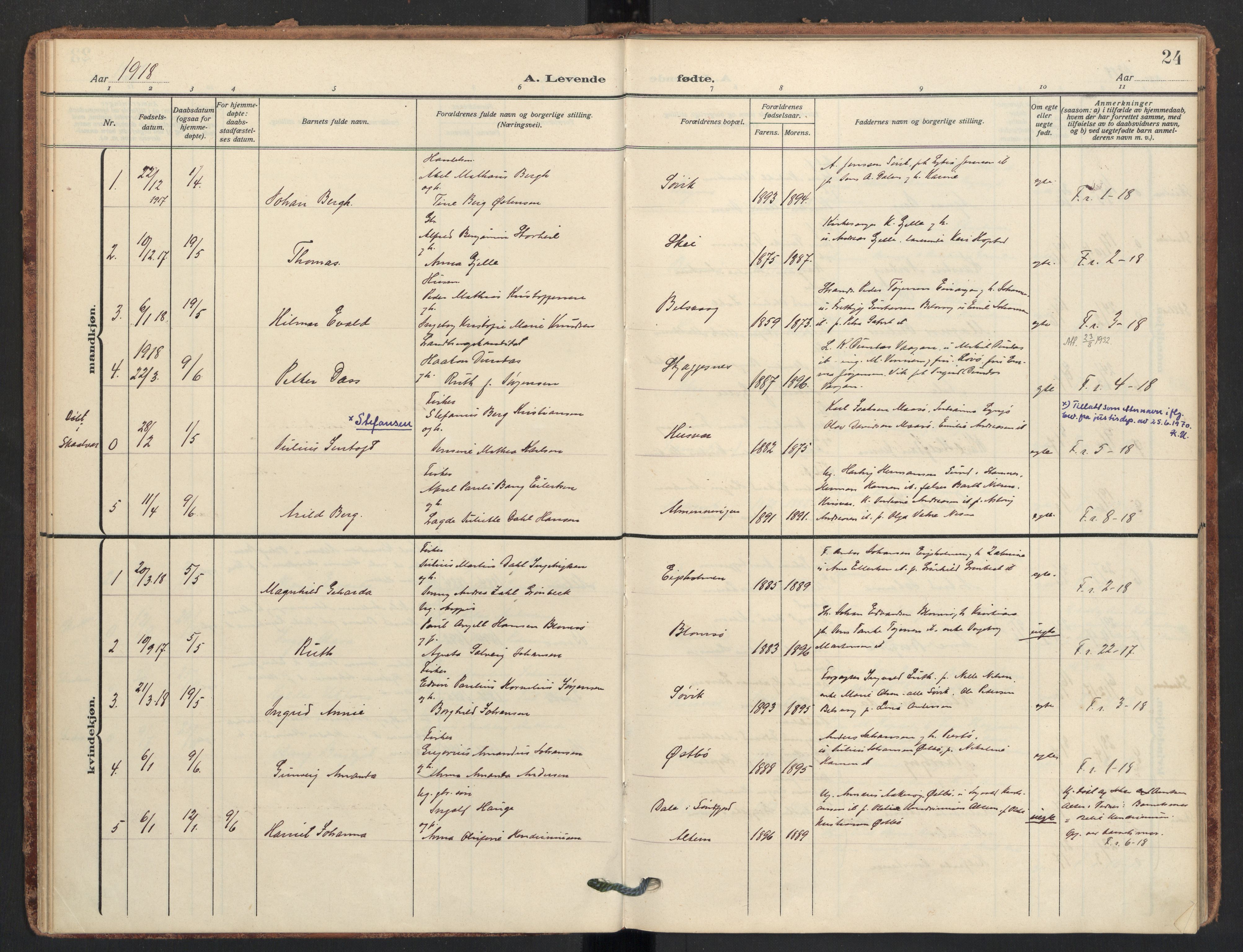 Ministerialprotokoller, klokkerbøker og fødselsregistre - Nordland, SAT/A-1459/830/L0455: Parish register (official) no. 830A19, 1912-1942, p. 24