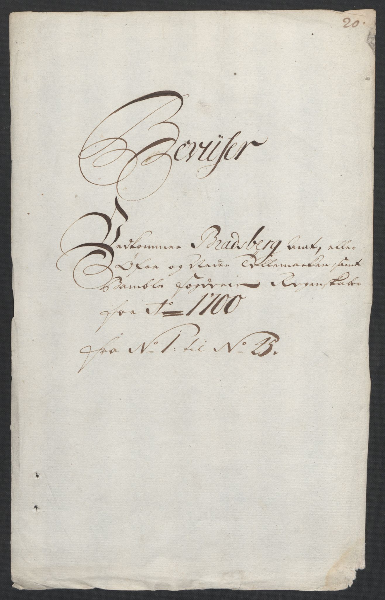 Rentekammeret inntil 1814, Reviderte regnskaper, Fogderegnskap, RA/EA-4092/R36/L2103: Fogderegnskap Øvre og Nedre Telemark og Bamble, 1700, p. 30