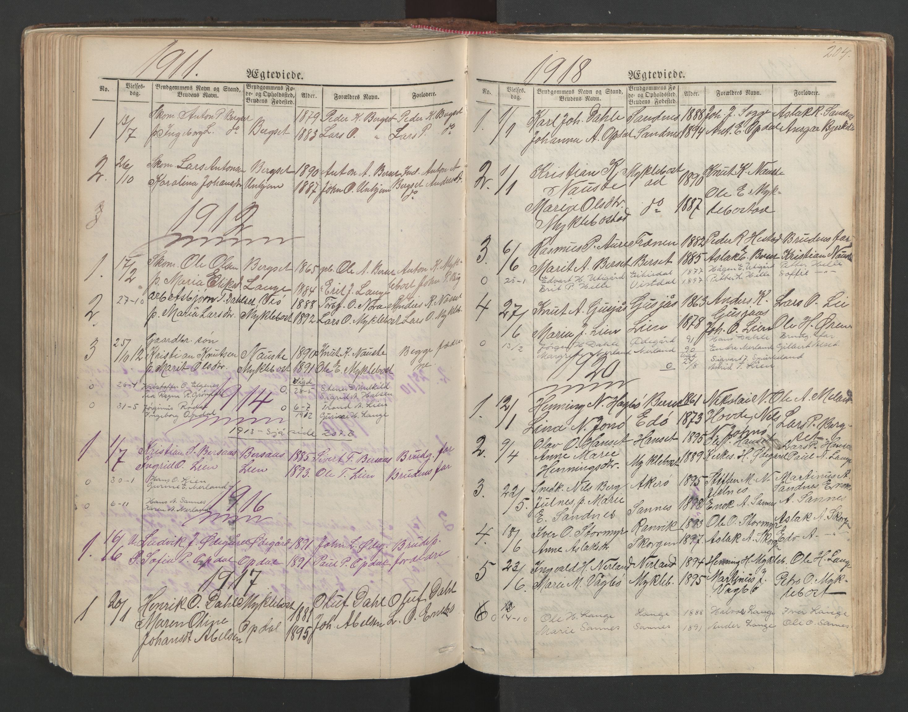 Ministerialprotokoller, klokkerbøker og fødselsregistre - Møre og Romsdal, AV/SAT-A-1454/554/L0645: Parish register (copy) no. 554C02, 1867-1946, p. 204