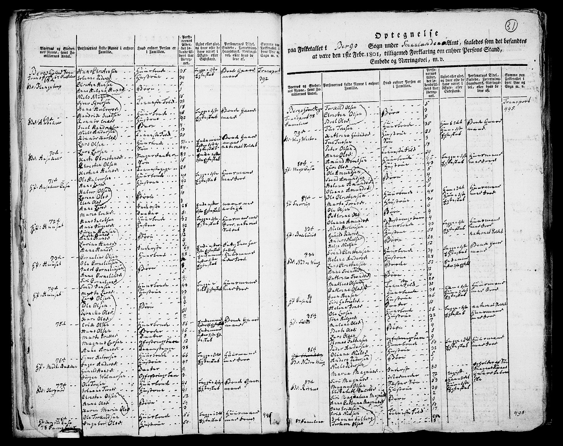 RA, 1801 census for 0116P Berg, 1801, p. 30b-31a