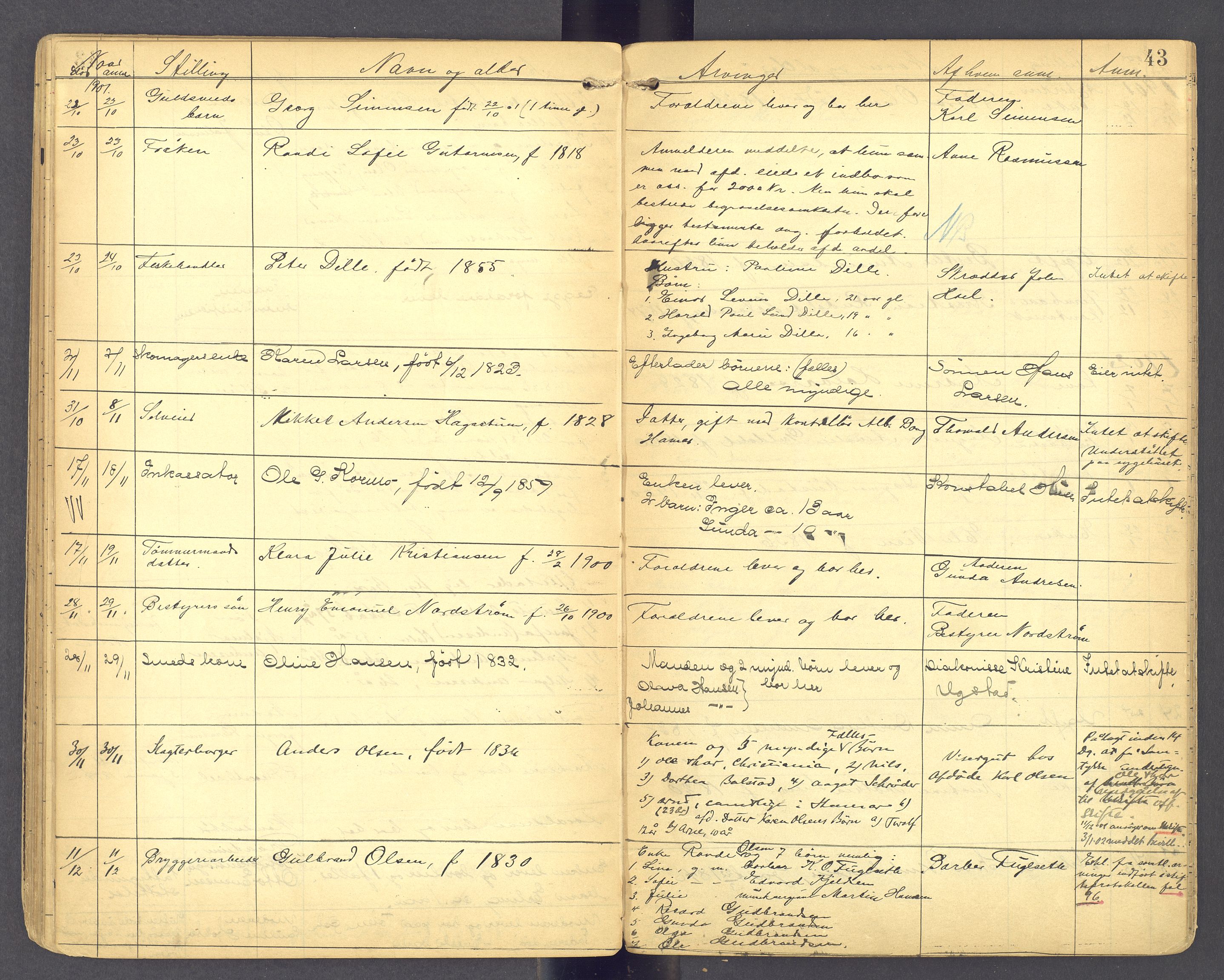 Sør-Hedmark sorenskriveri, AV/SAH-TING-014/J/Jd/Jdb/L0001: Dødsfallsprotokoll - Hamar by, 1893-1910, p. 43