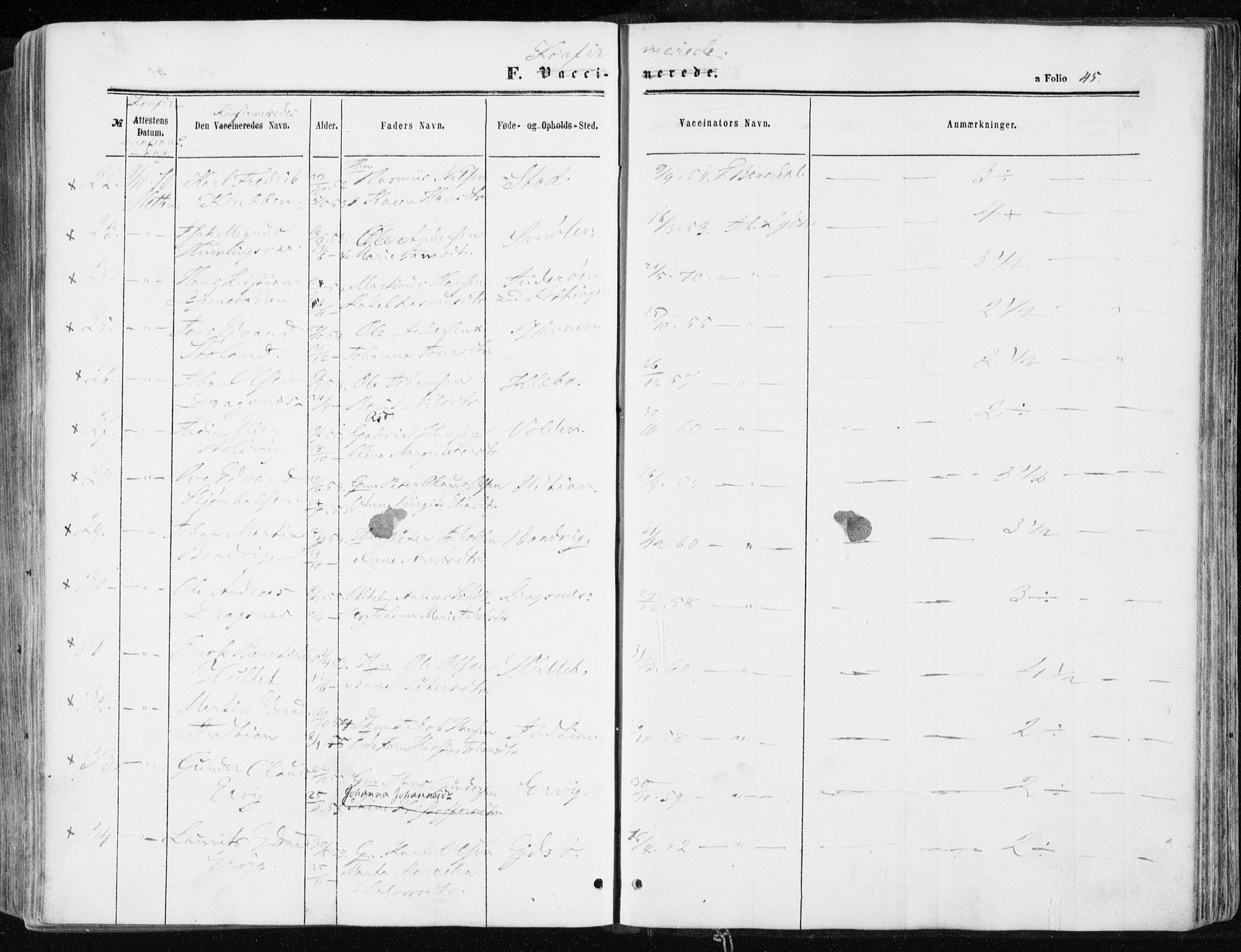 Ministerialprotokoller, klokkerbøker og fødselsregistre - Sør-Trøndelag, AV/SAT-A-1456/634/L0531: Parish register (official) no. 634A07, 1861-1870, p. 45