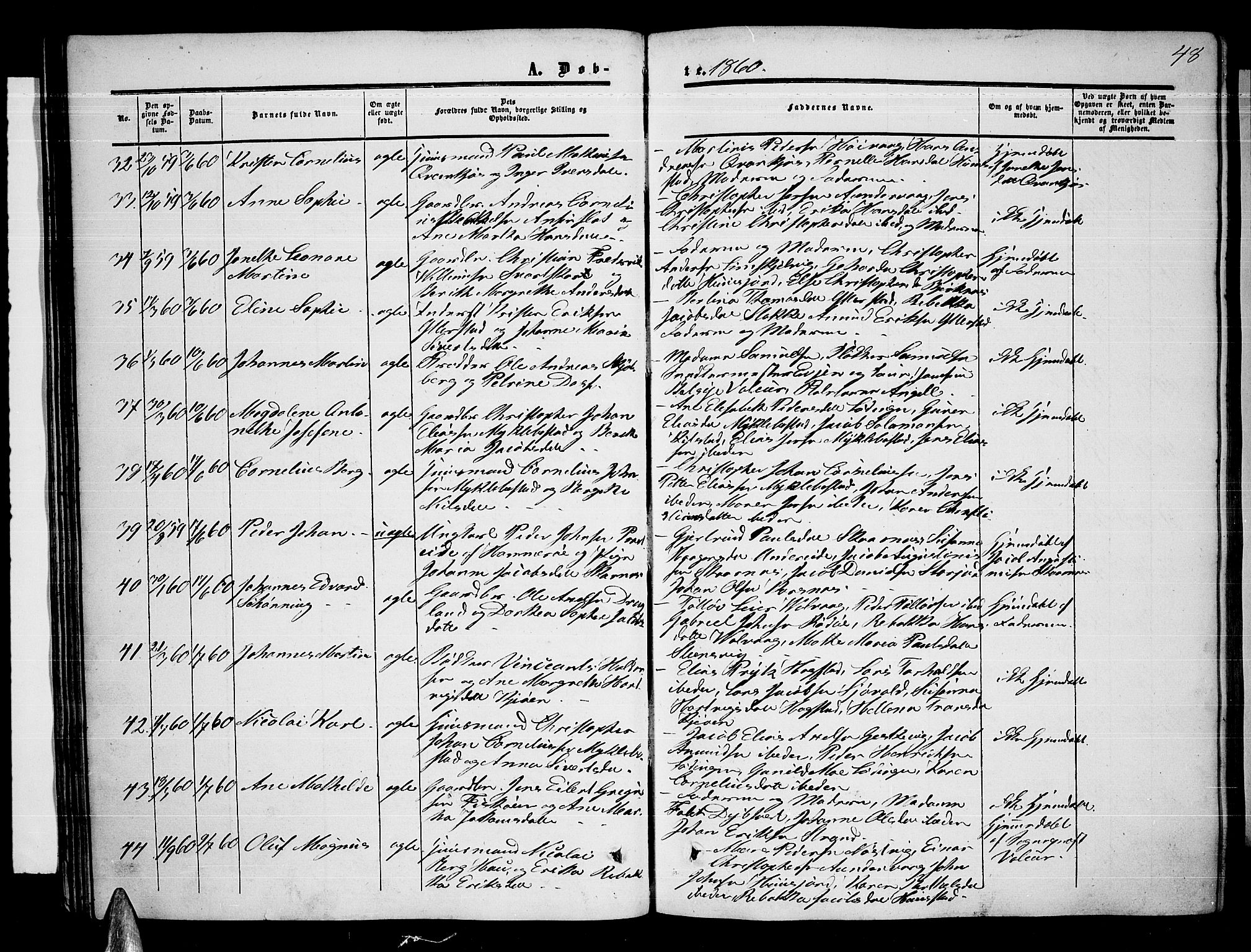Ministerialprotokoller, klokkerbøker og fødselsregistre - Nordland, AV/SAT-A-1459/872/L1046: Parish register (copy) no. 872C02, 1852-1879, p. 48