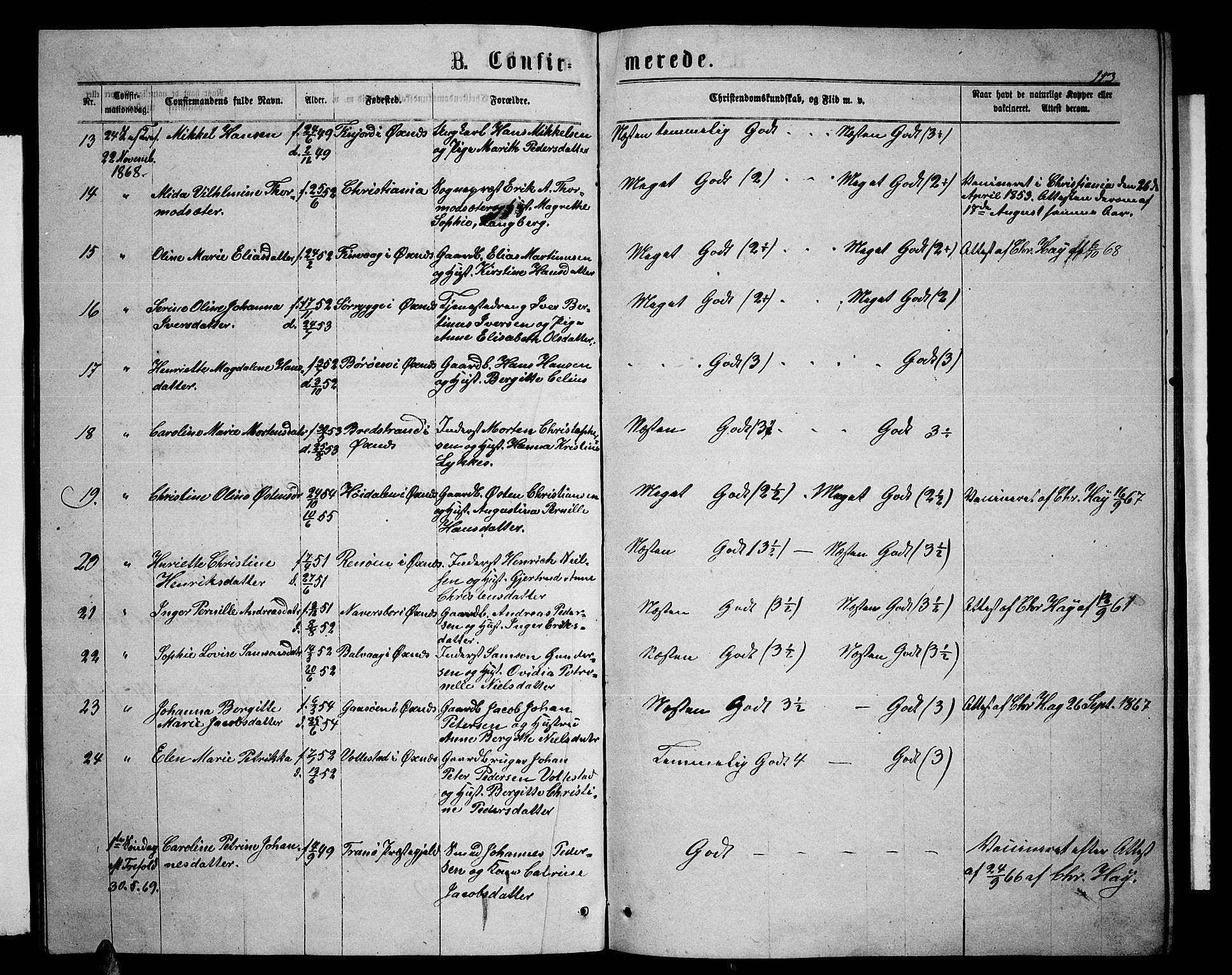 Ministerialprotokoller, klokkerbøker og fødselsregistre - Nordland, SAT/A-1459/893/L1348: Parish register (copy) no. 893C03, 1867-1877, p. 113