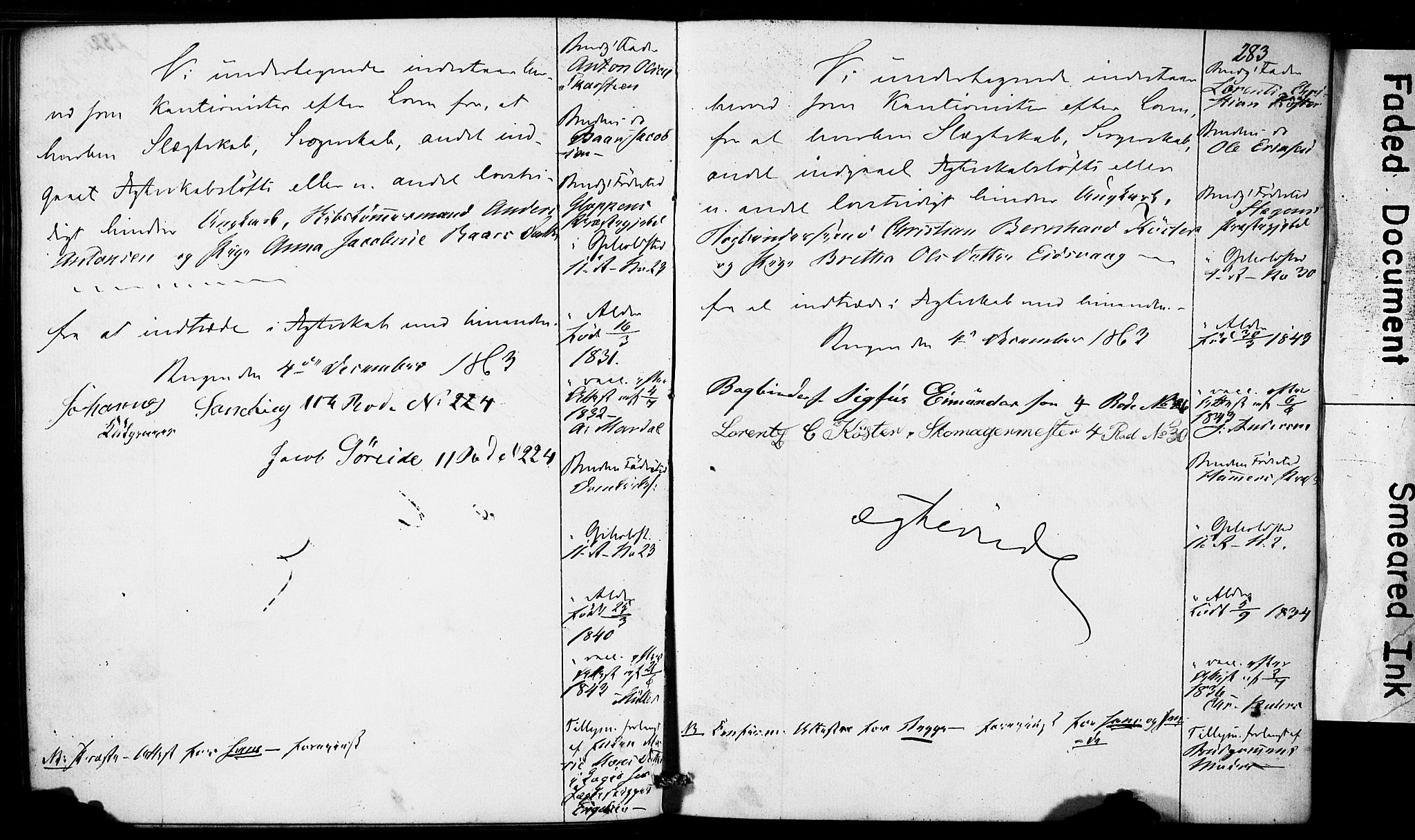 Domkirken sokneprestembete, AV/SAB-A-74801: Best man's statements no. II.5.5, 1857-1863, p. 283