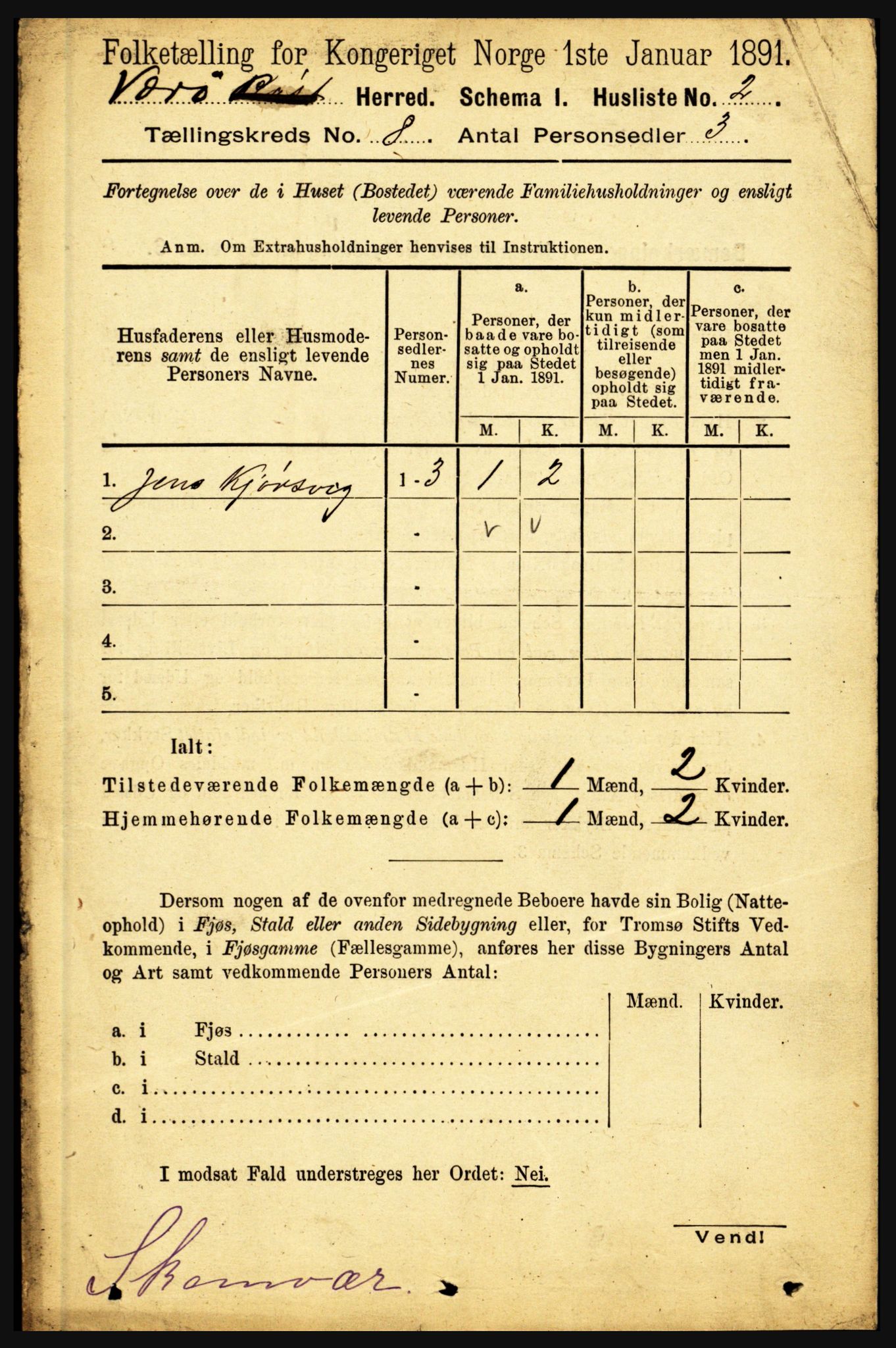 RA, 1891 census for 1857 Værøy, 1891, p. 1116