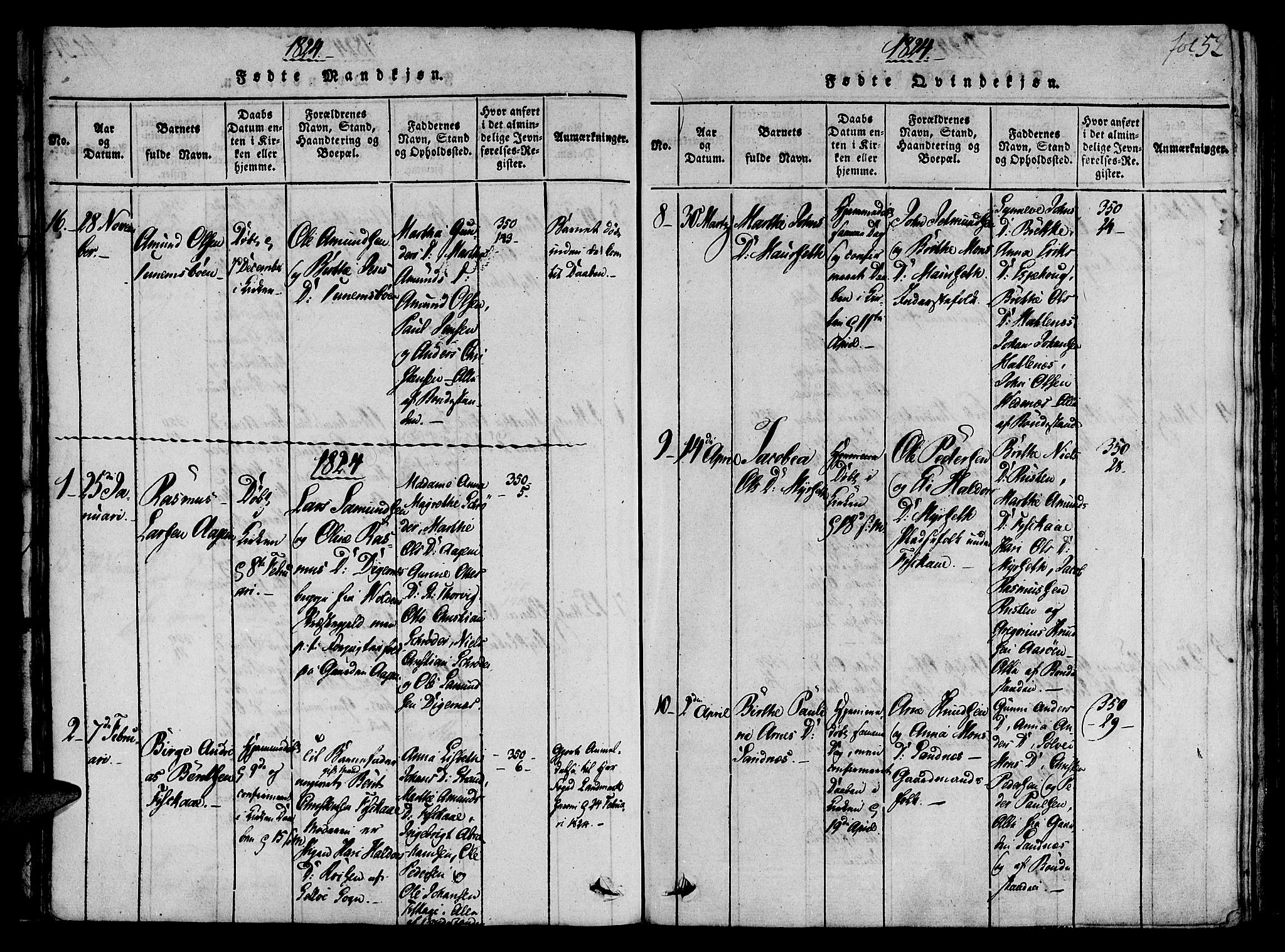 Ministerialprotokoller, klokkerbøker og fødselsregistre - Møre og Romsdal, AV/SAT-A-1454/501/L0004: Parish register (official) no. 501A04, 1816-1831, p. 52