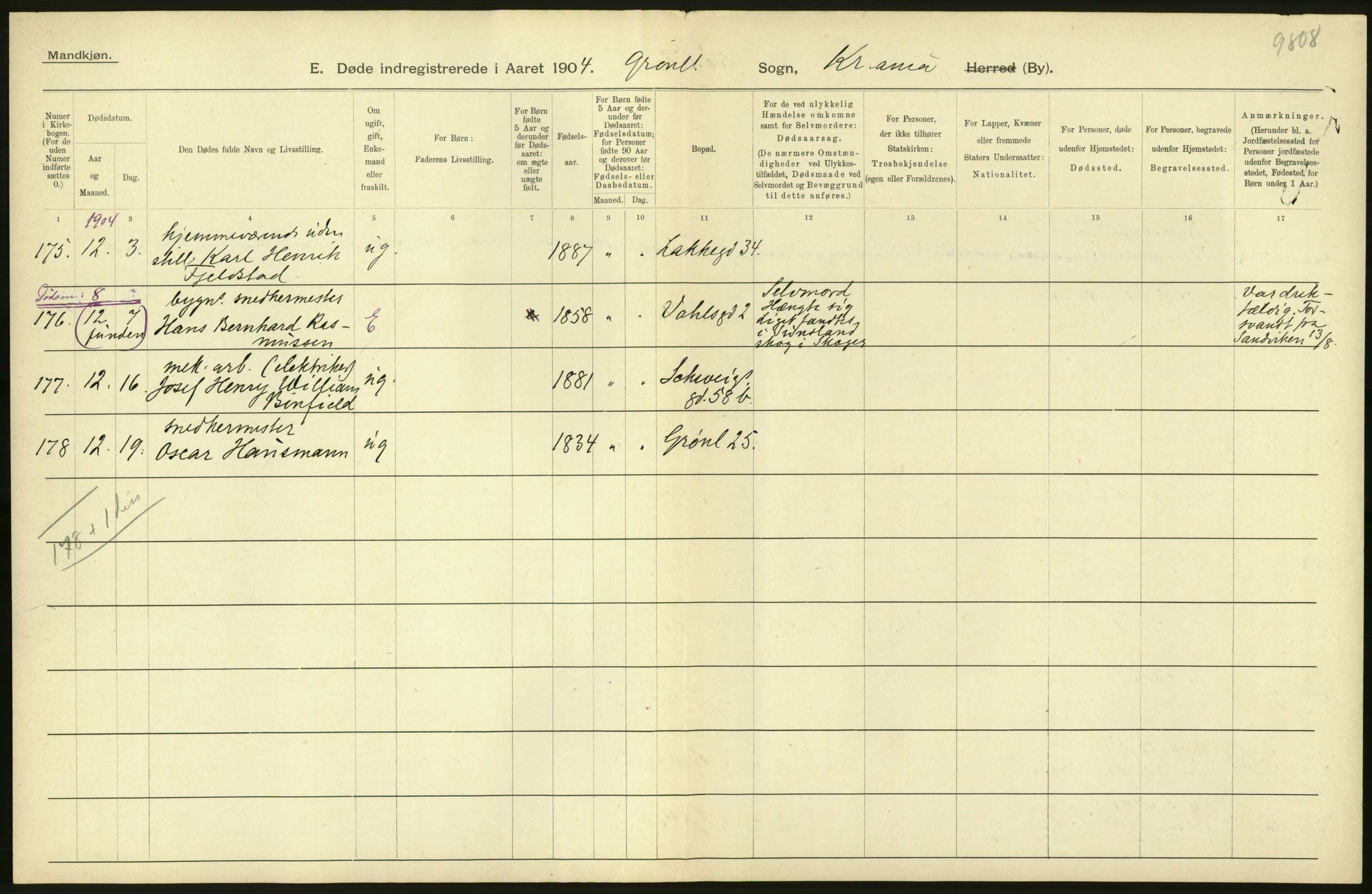 Statistisk sentralbyrå, Sosiodemografiske emner, Befolkning, AV/RA-S-2228/D/Df/Dfa/Dfab/L0004: Kristiania: Gifte, døde, 1904, p. 632