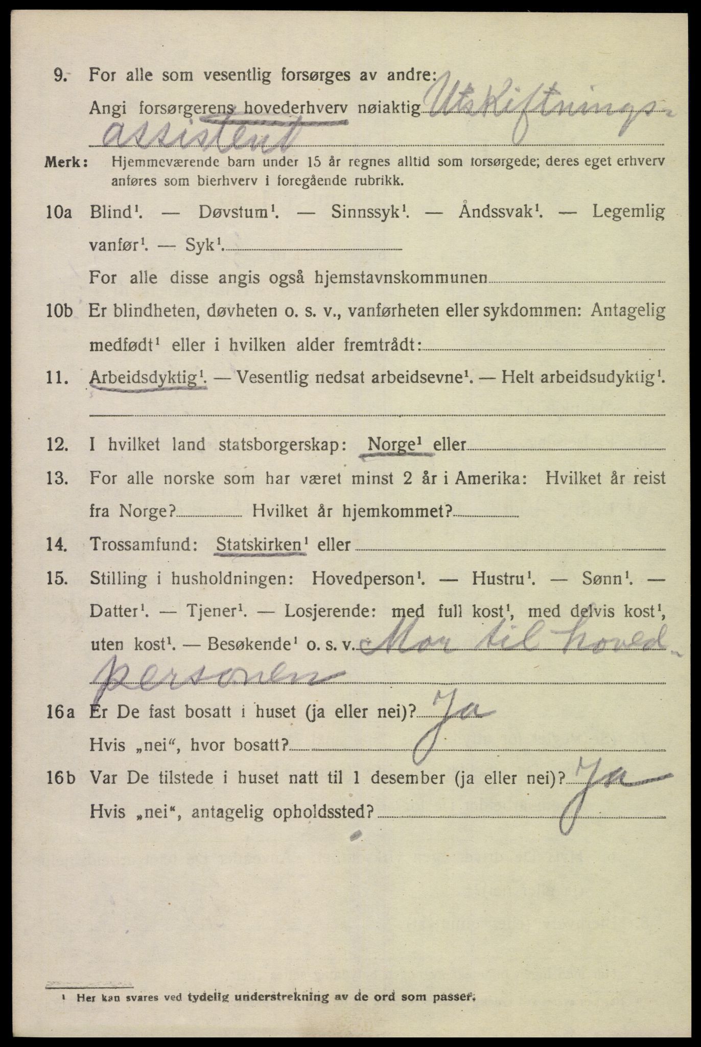 SAK, 1920 census for Sør-Audnedal, 1920, p. 2488