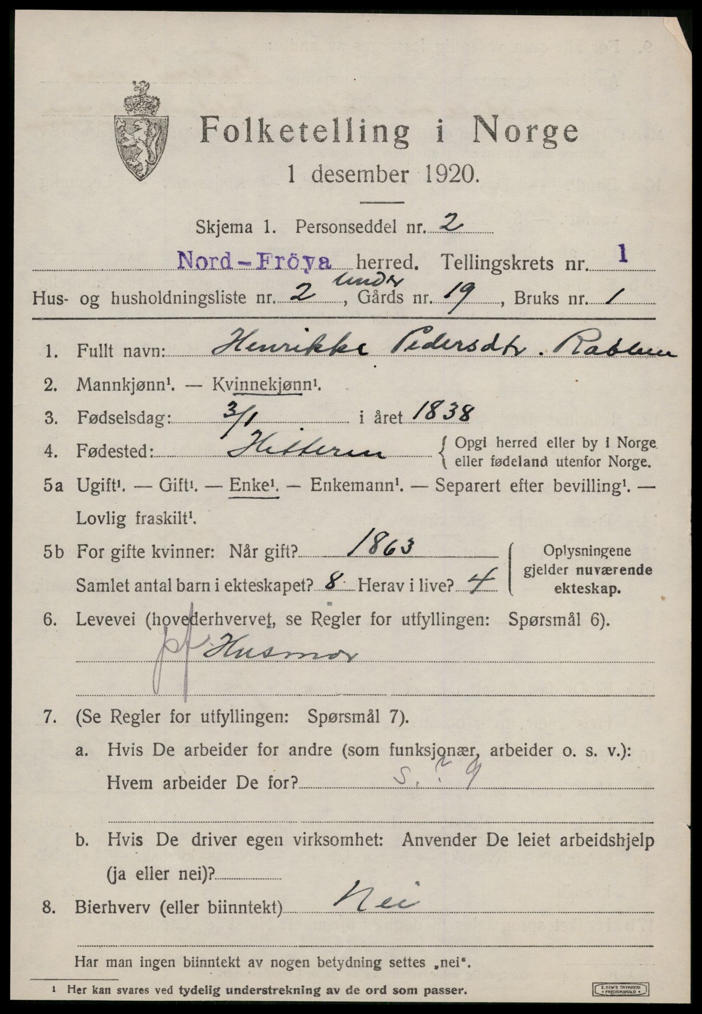 SAT, 1920 census for Nord-Frøya, 1920, p. 1413