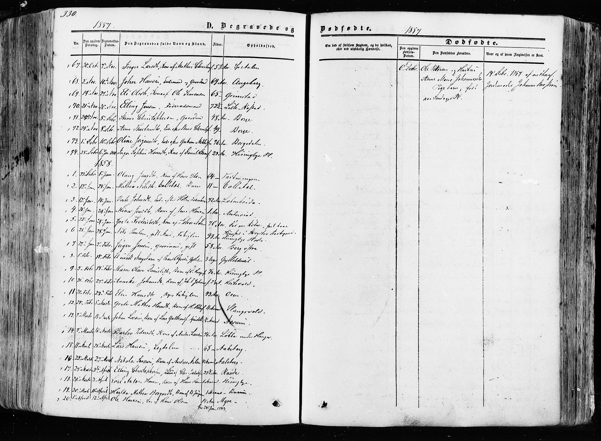 Råde prestekontor kirkebøker, AV/SAO-A-2009/F/Fa/L0006: Parish register (official) no. 6, 1854-1877, p. 330