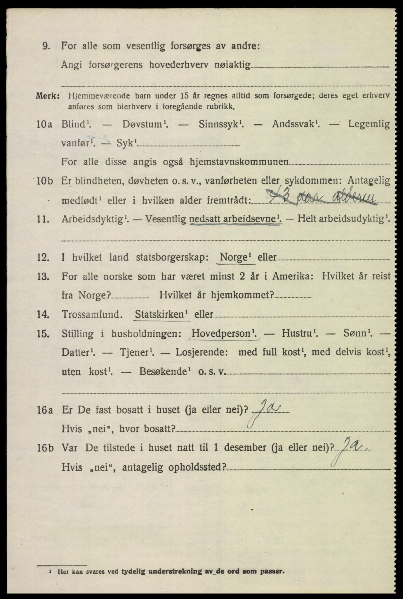 SAK, 1920 census for Lyngdal, 1920, p. 2394