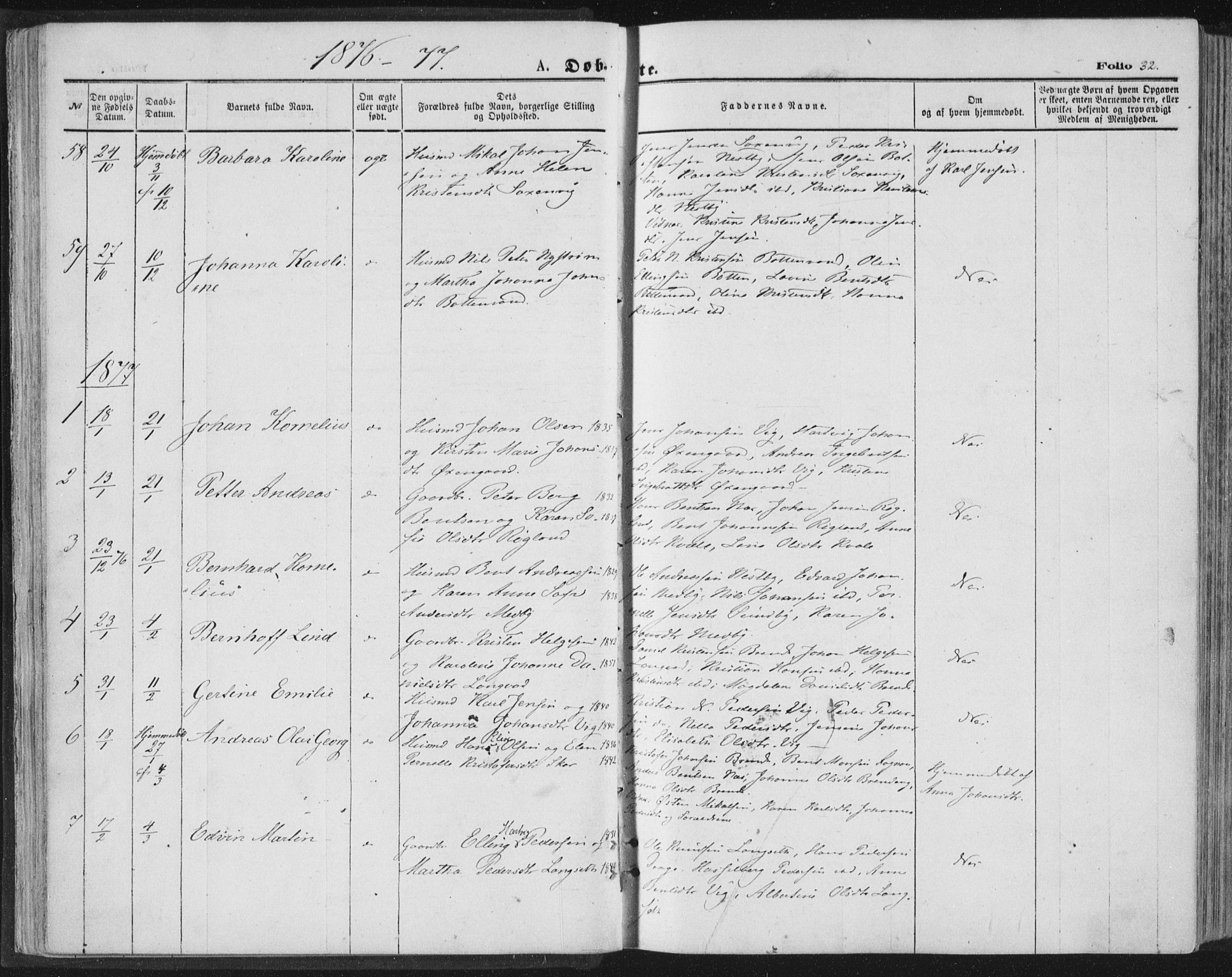 Ministerialprotokoller, klokkerbøker og fødselsregistre - Nordland, SAT/A-1459/847/L0668: Parish register (official) no. 847A08, 1872-1886, p. 32