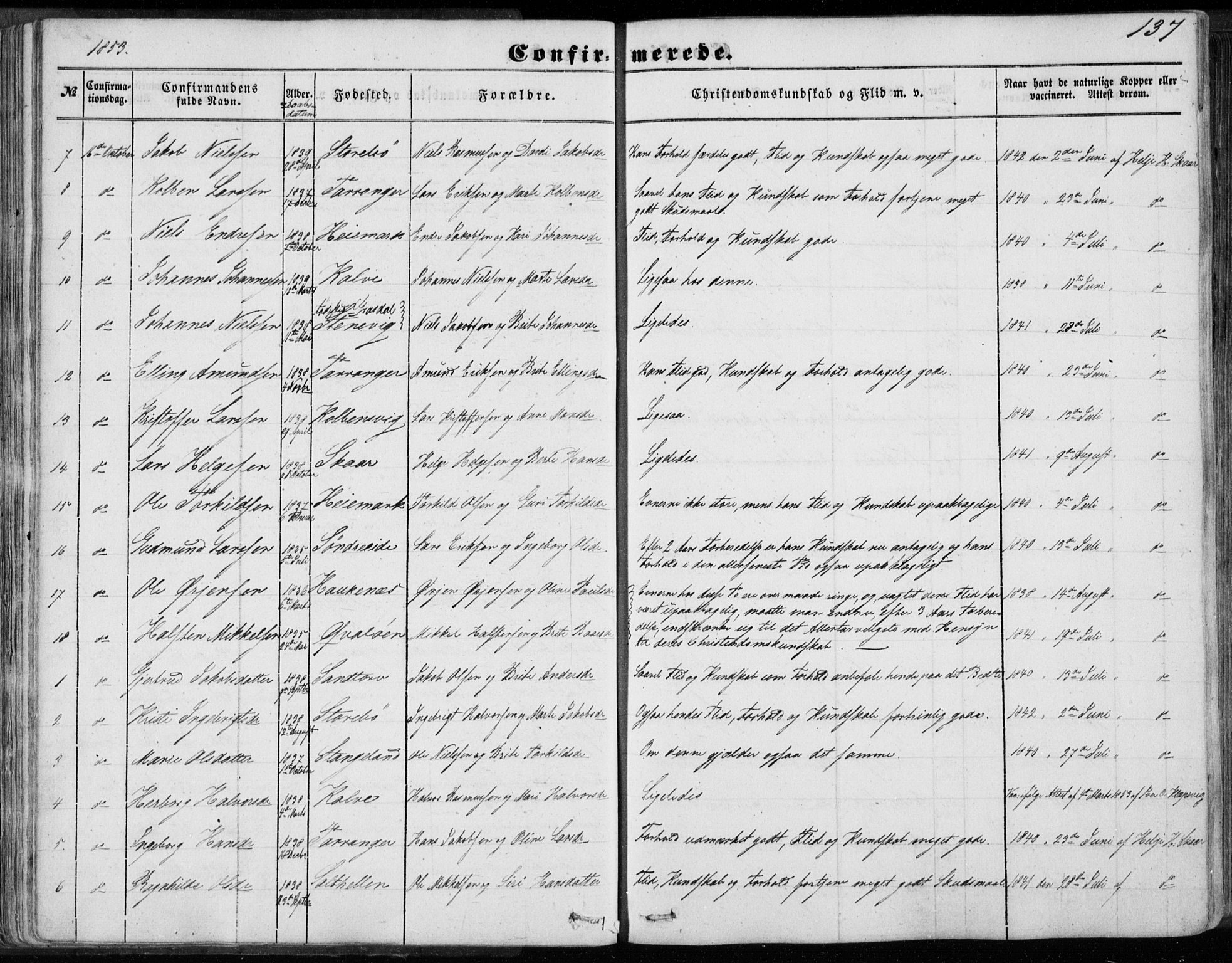 Sund sokneprestembete, SAB/A-99930: Parish register (official) no. A 14, 1850-1866, p. 137