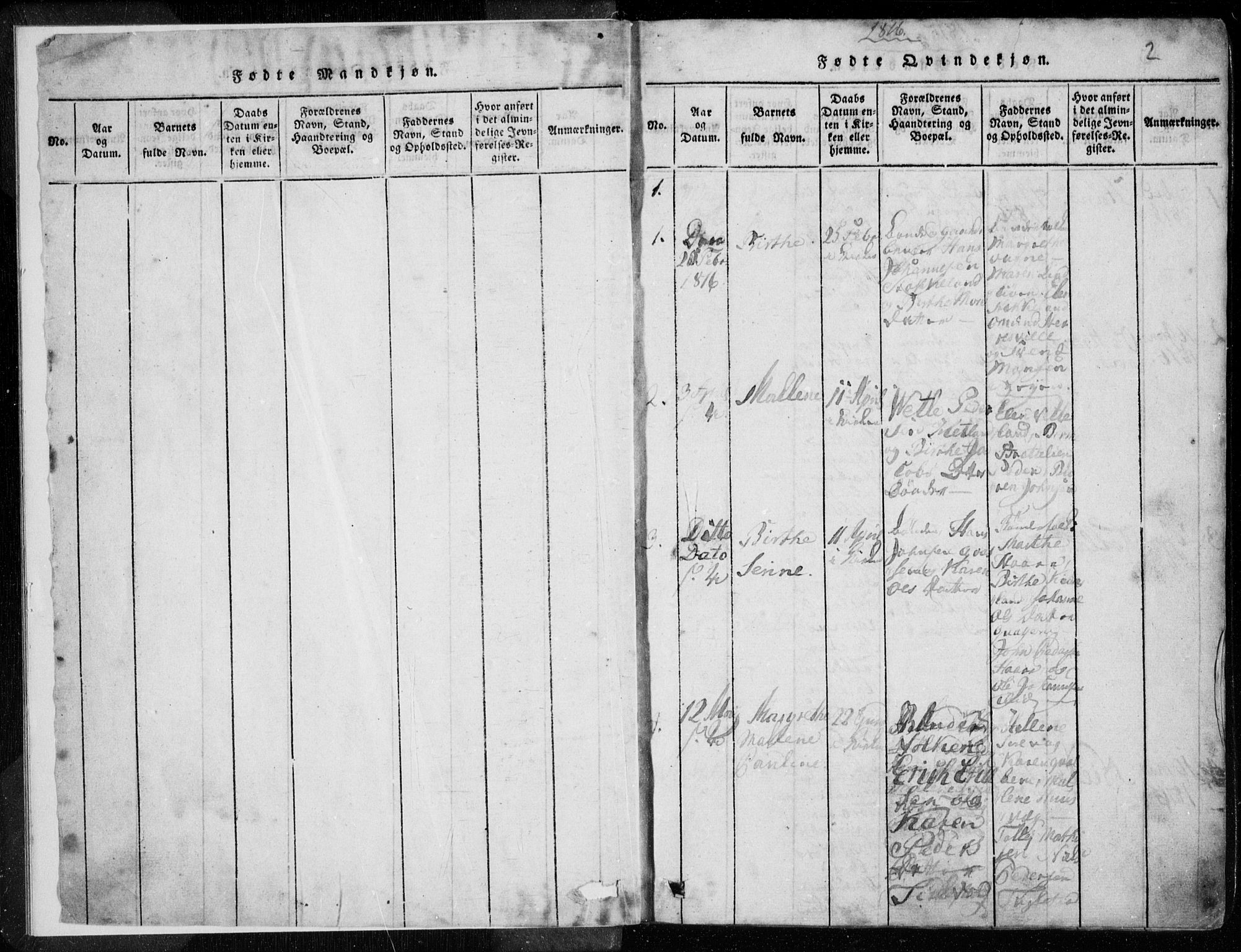 Eigersund sokneprestkontor, SAST/A-101807/S08/L0008: Parish register (official) no. A 8, 1816-1847, p. 2