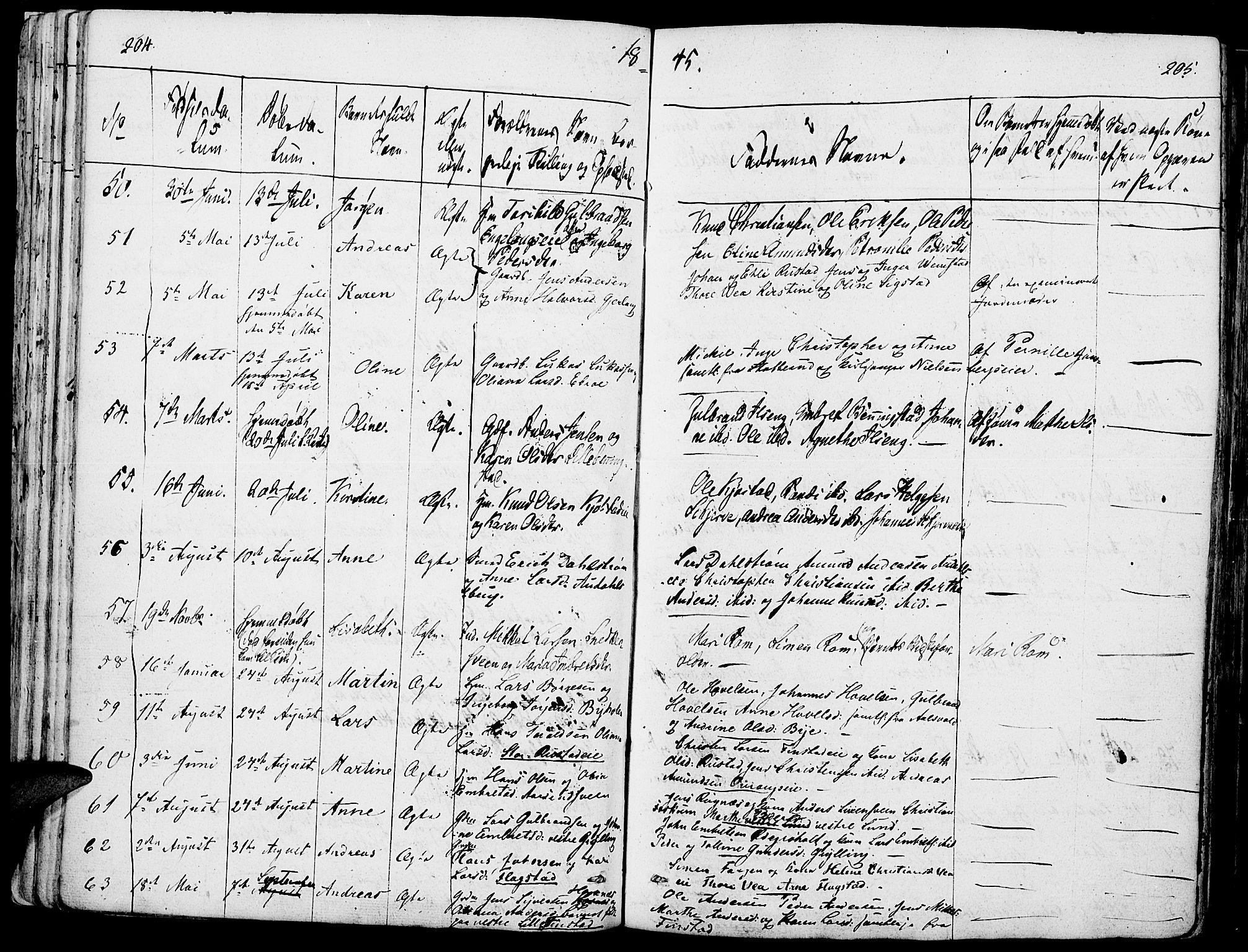 Løten prestekontor, AV/SAH-PREST-022/K/Ka/L0006: Parish register (official) no. 6, 1832-1849, p. 204-205