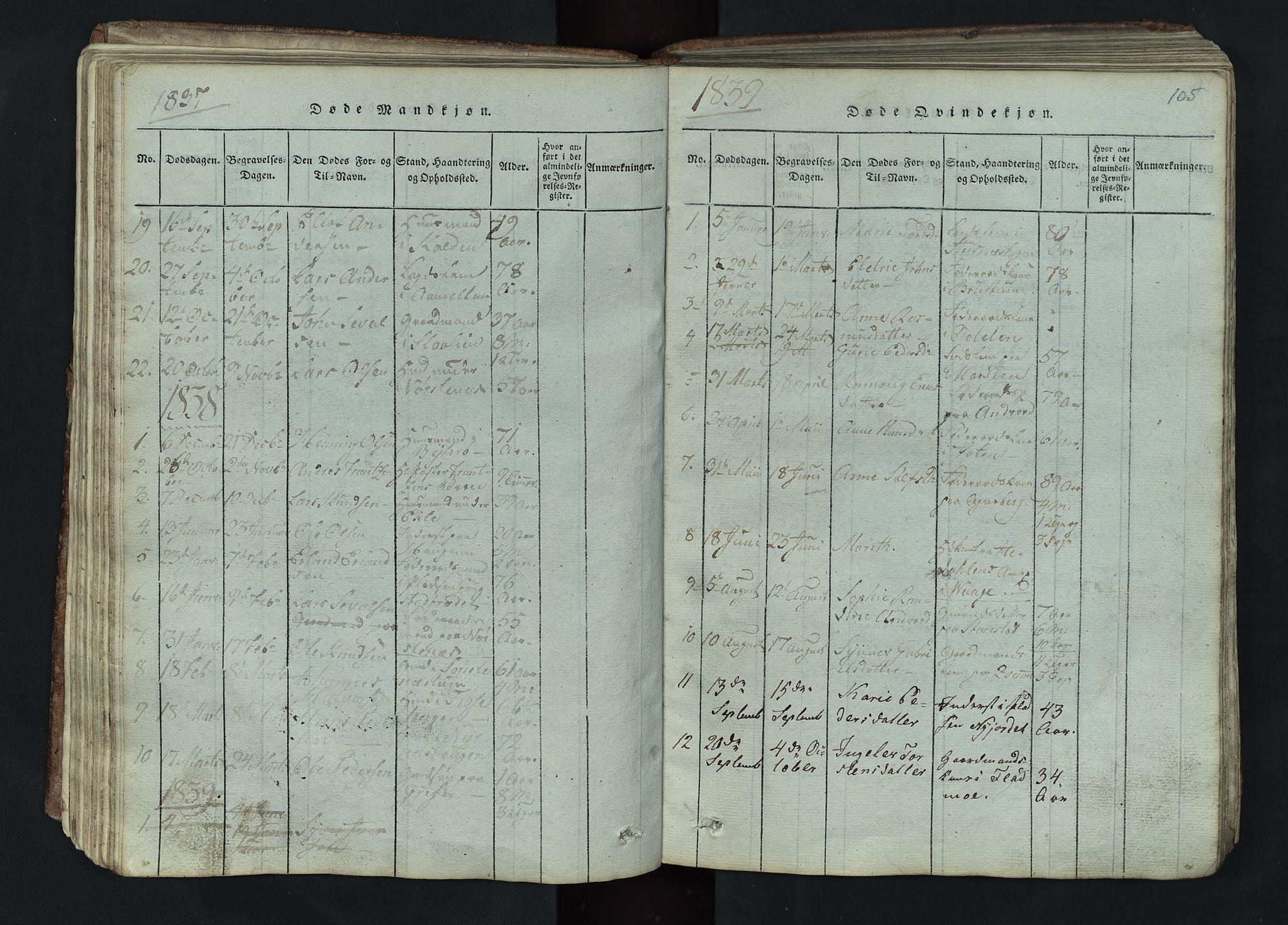 Lom prestekontor, SAH/PREST-070/L/L0002: Parish register (copy) no. 2, 1815-1844, p. 105