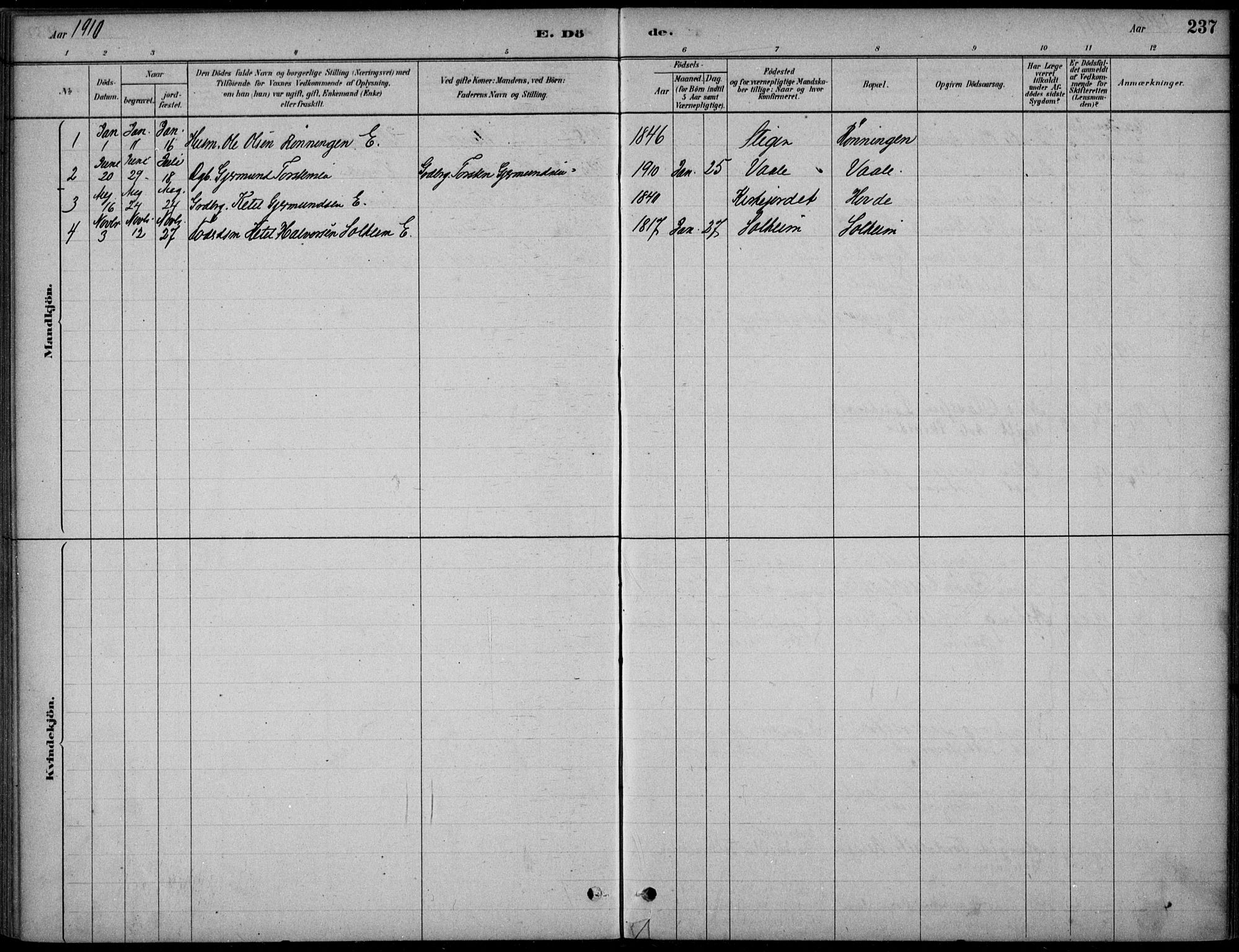 Hjartdal kirkebøker, SAKO/A-270/F/Fc/L0002: Parish register (official) no. III 2, 1880-1936, p. 237