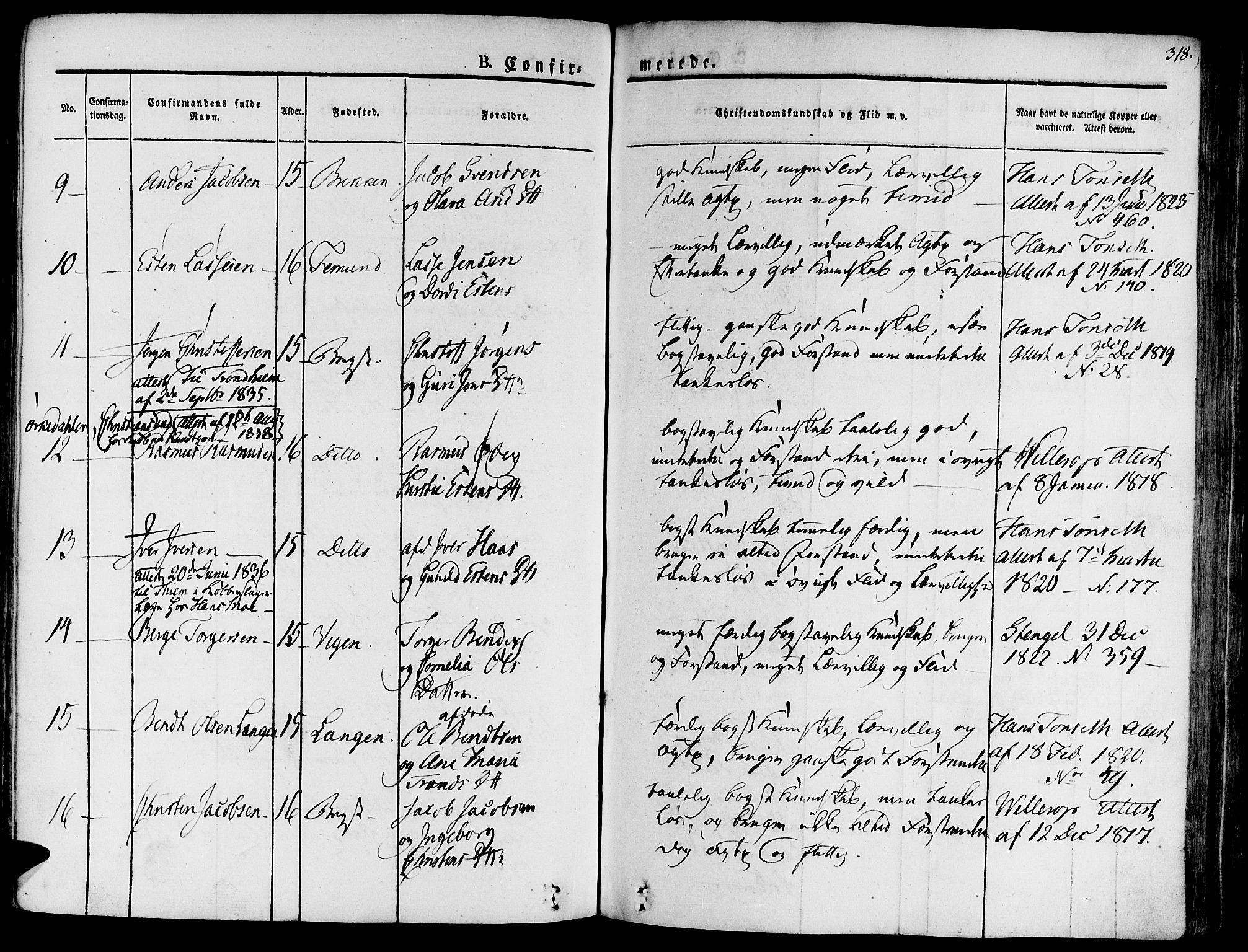 Ministerialprotokoller, klokkerbøker og fødselsregistre - Sør-Trøndelag, SAT/A-1456/681/L0930: Parish register (official) no. 681A08, 1829-1844, p. 318