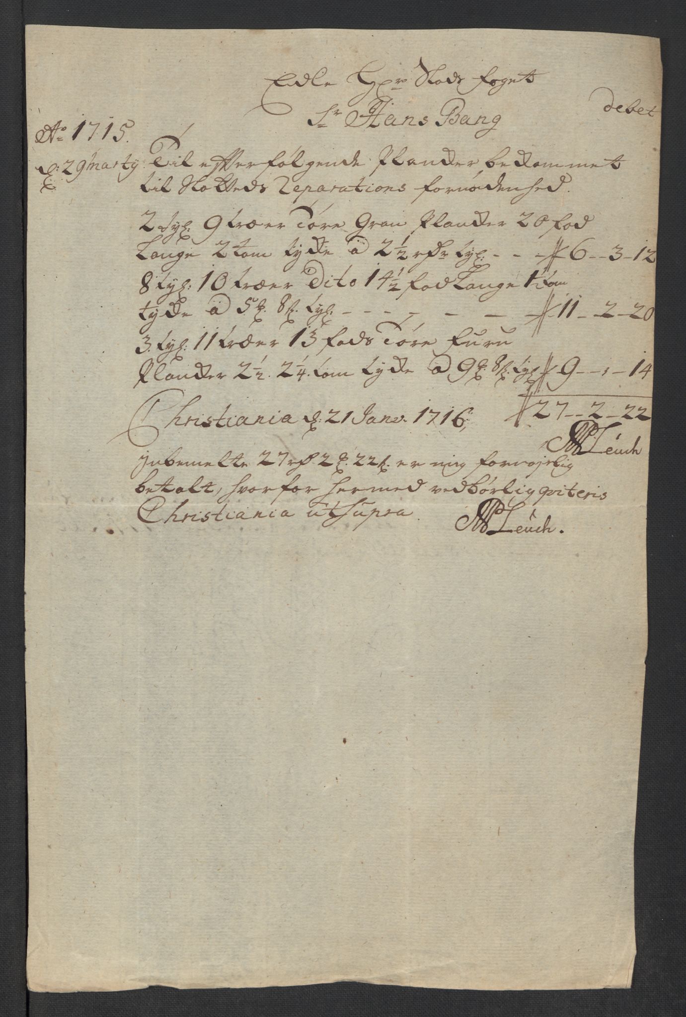 Rentekammeret inntil 1814, Reviderte regnskaper, Fogderegnskap, AV/RA-EA-4092/R10/L0453: Fogderegnskap Aker og Follo, 1715, p. 318