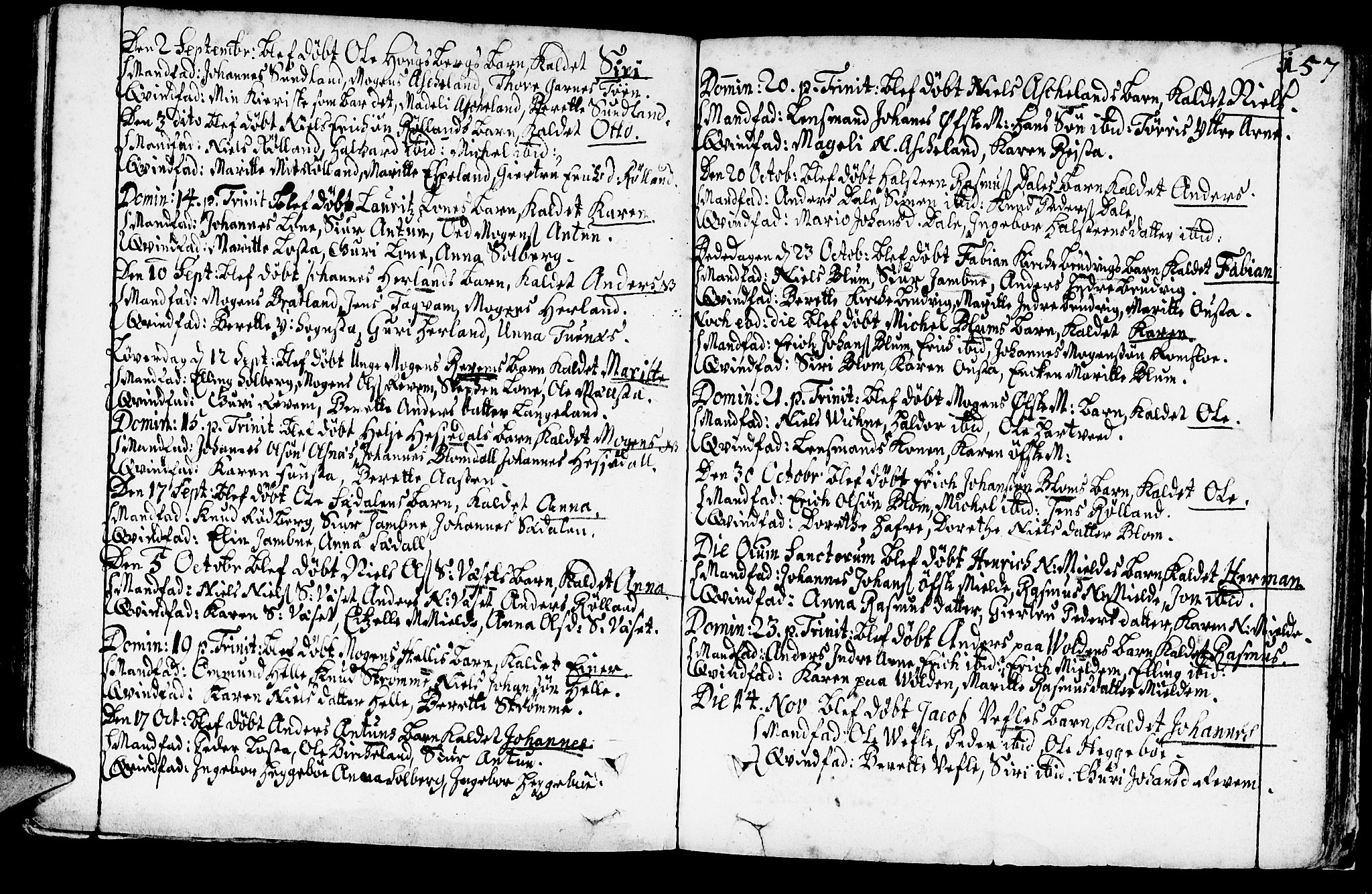 Haus sokneprestembete, AV/SAB-A-75601/H/Haa: Parish register (official) no. A 1, 1691-1712, p. 157