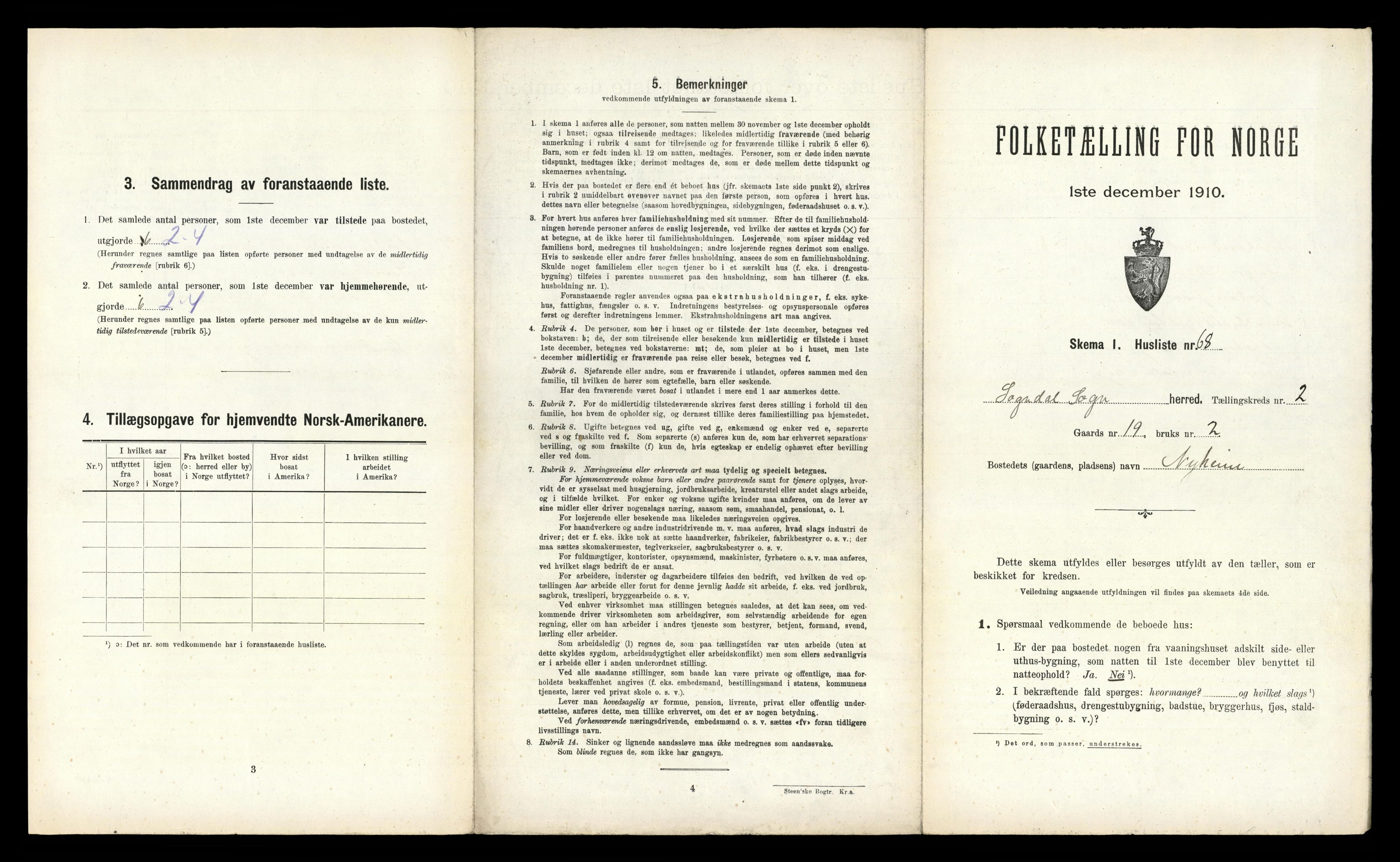 RA, 1910 census for Sogndal, 1910, p. 272