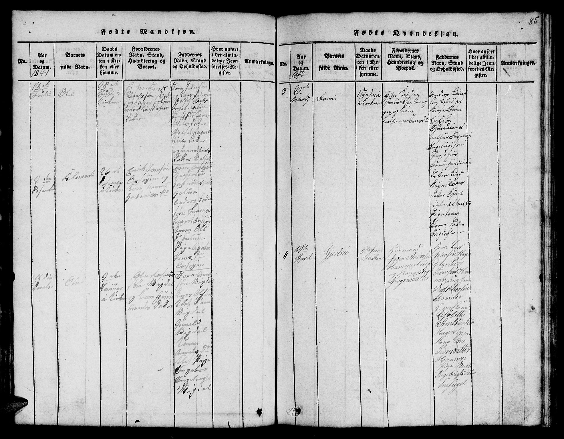 Ministerialprotokoller, klokkerbøker og fødselsregistre - Sør-Trøndelag, SAT/A-1456/666/L0788: Parish register (copy) no. 666C01, 1816-1847, p. 85
