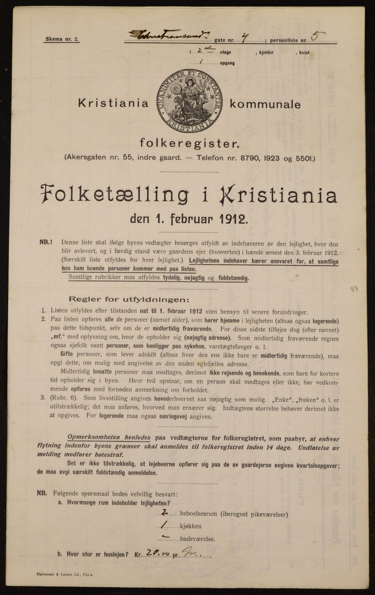 OBA, Municipal Census 1912 for Kristiania, 1912, p. 54509