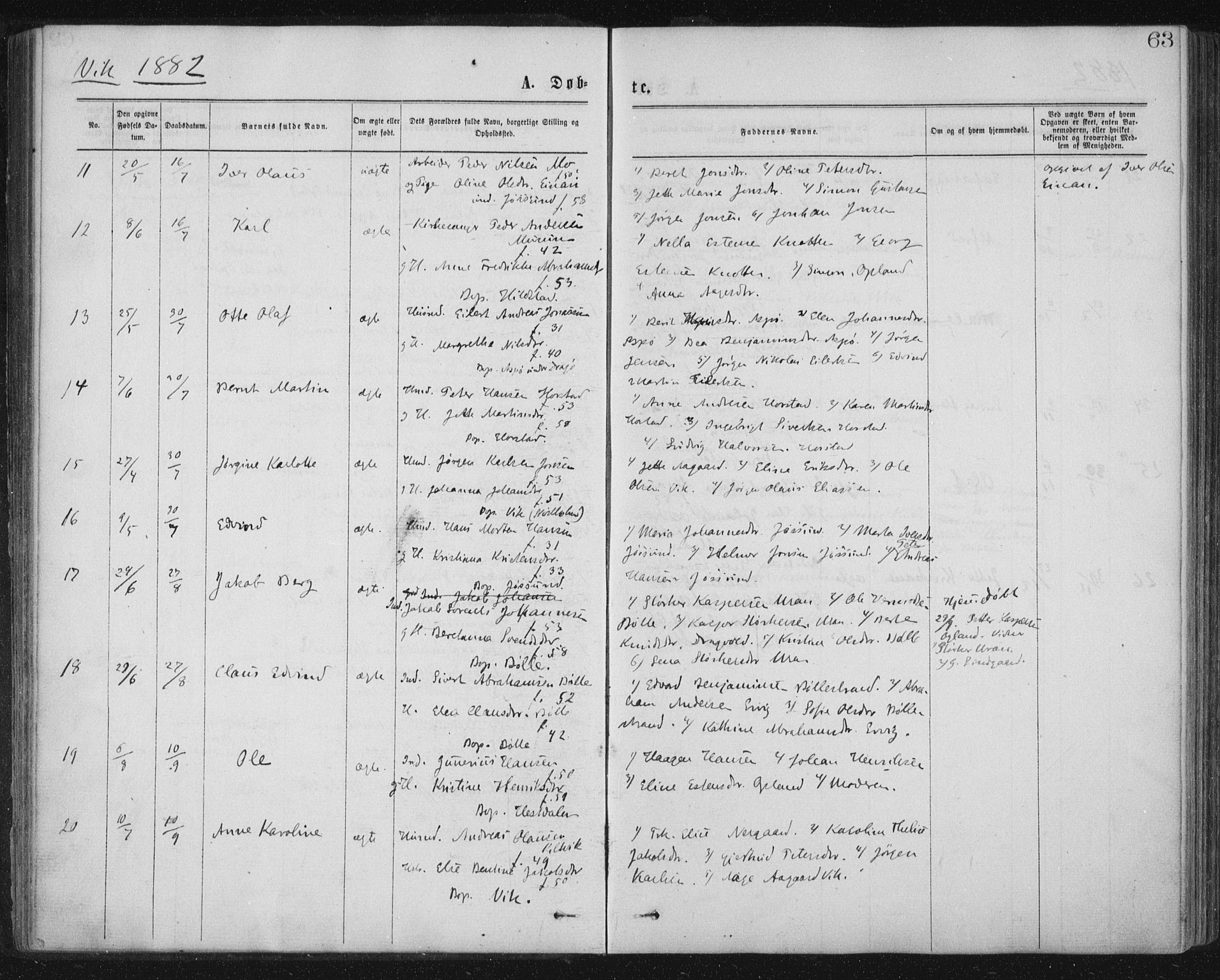 Ministerialprotokoller, klokkerbøker og fødselsregistre - Nord-Trøndelag, SAT/A-1458/771/L0596: Parish register (official) no. 771A03, 1870-1884, p. 63