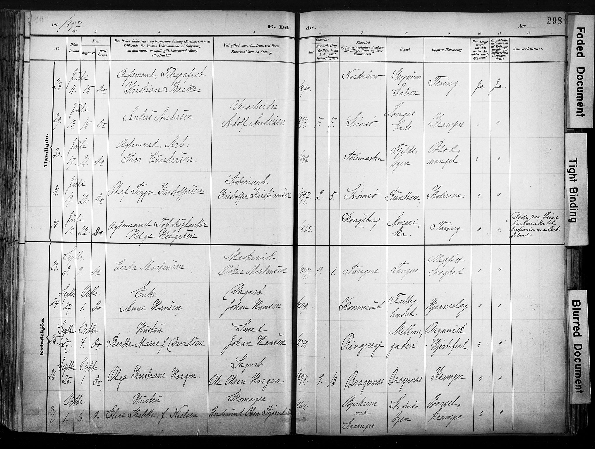 Strømsø kirkebøker, AV/SAKO-A-246/G/Ga/L0003: Parish register (copy) no. 3, 1894-1904, p. 298