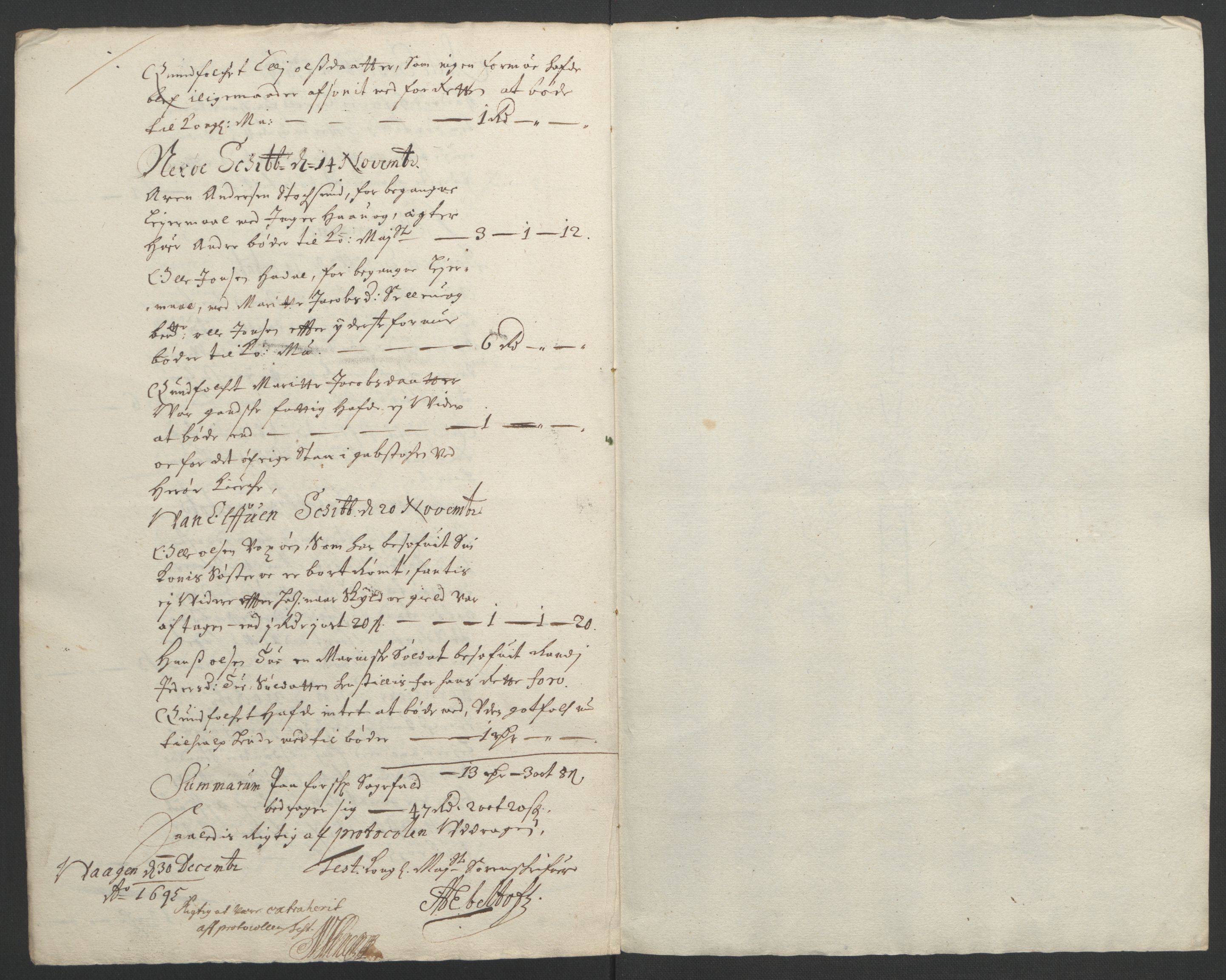 Rentekammeret inntil 1814, Reviderte regnskaper, Fogderegnskap, RA/EA-4092/R54/L3555: Fogderegnskap Sunnmøre, 1694-1695, p. 304