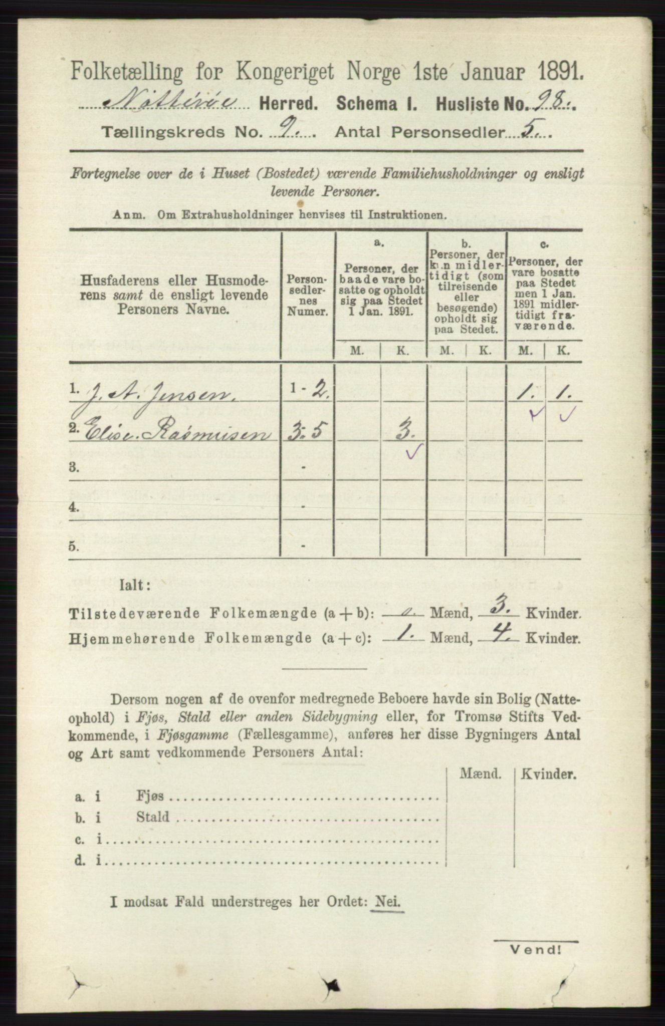 RA, 1891 census for 0722 Nøtterøy, 1891, p. 4552