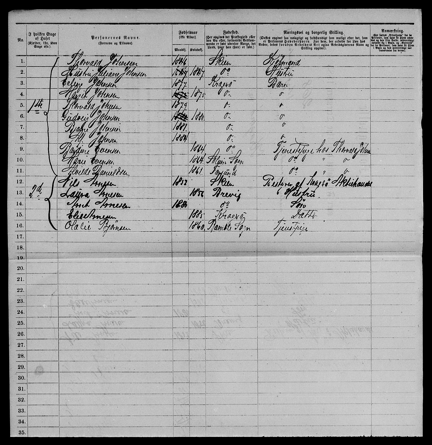 SAKO, 1885 census for 0801 Kragerø, 1885, p. 1546