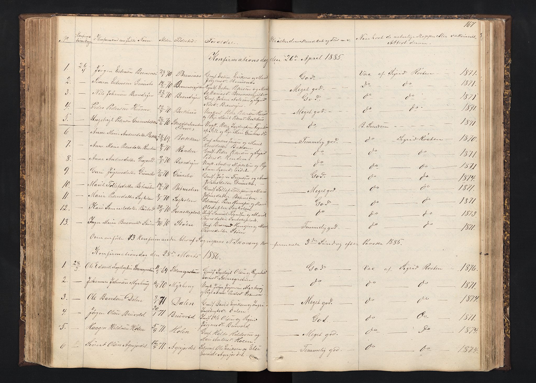 Alvdal prestekontor, SAH/PREST-060/H/Ha/Hab/L0001: Parish register (copy) no. 1, 1857-1893, p. 167