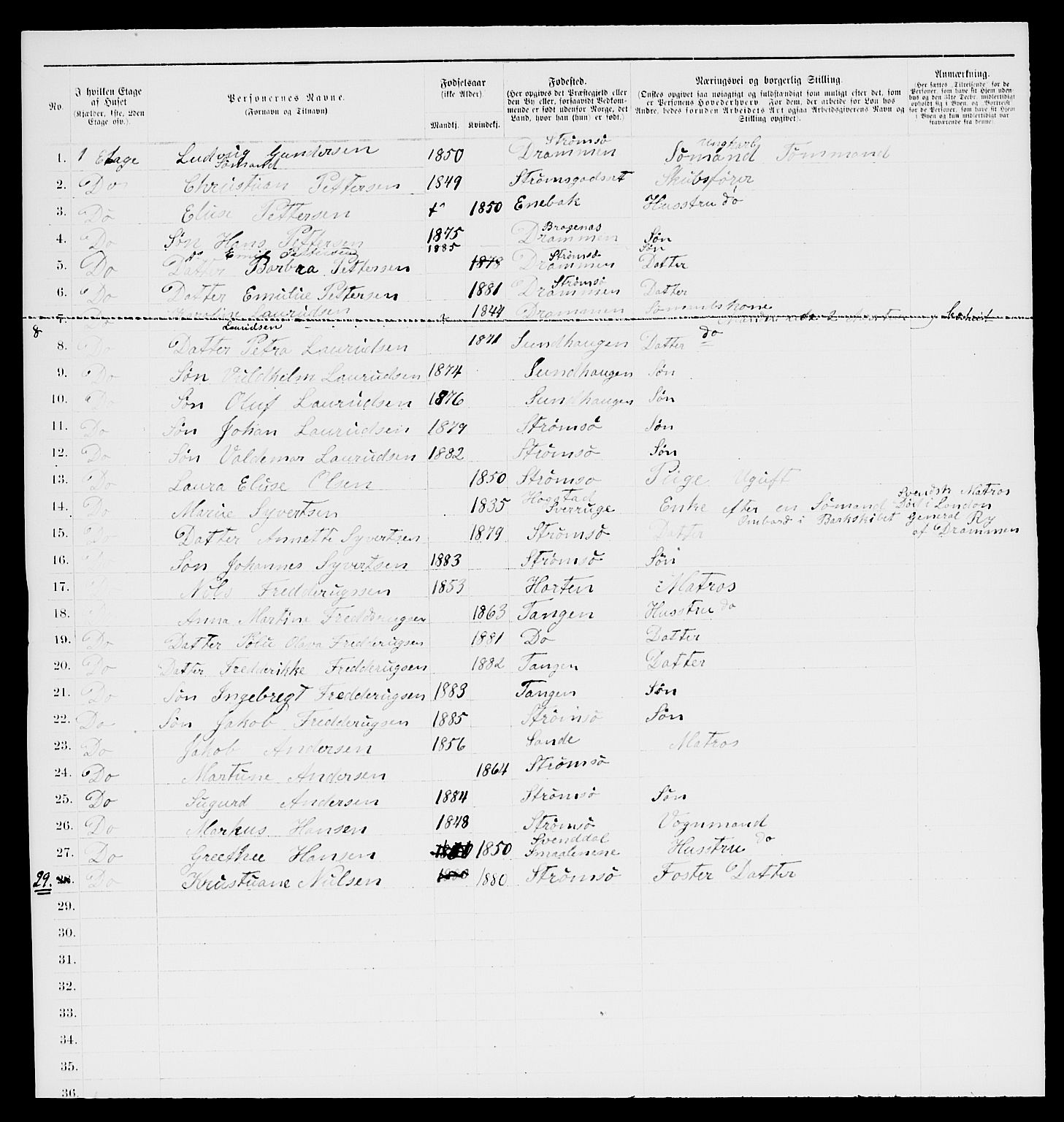 SAKO, 1885 census for 0602 Drammen, 1885, p. 378