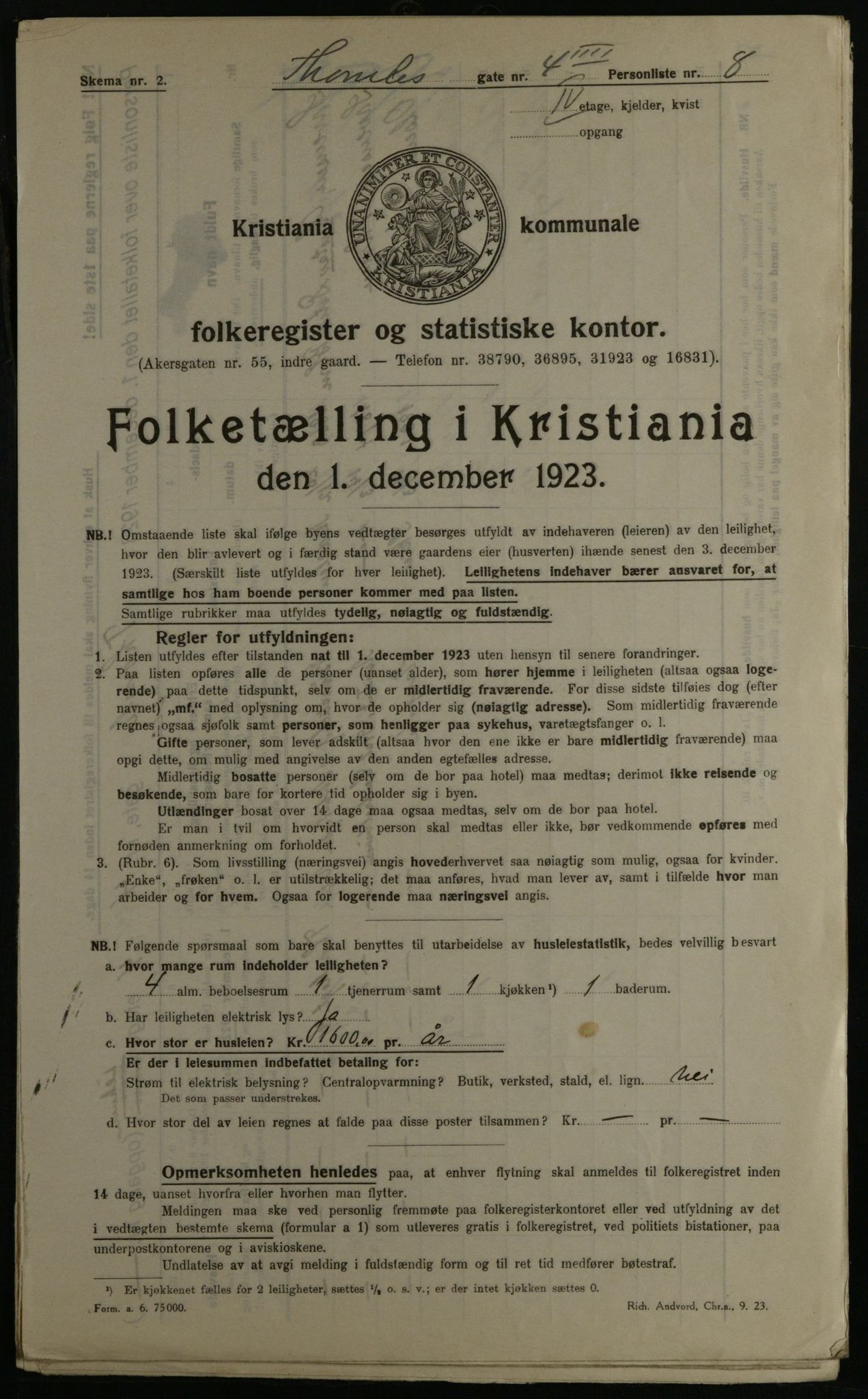 OBA, Municipal Census 1923 for Kristiania, 1923, p. 120951