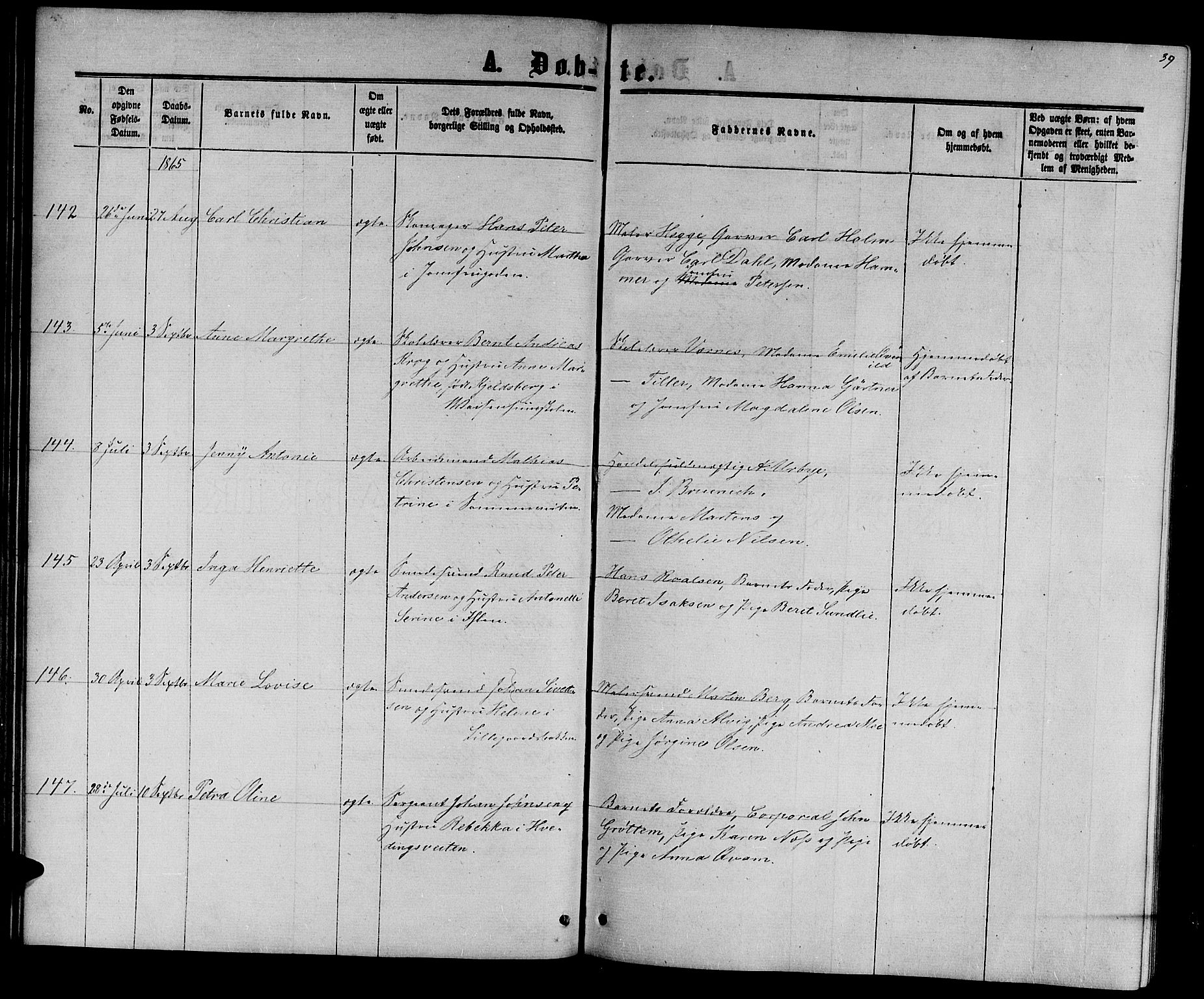 Ministerialprotokoller, klokkerbøker og fødselsregistre - Sør-Trøndelag, AV/SAT-A-1456/601/L0087: Parish register (copy) no. 601C05, 1864-1881, p. 39