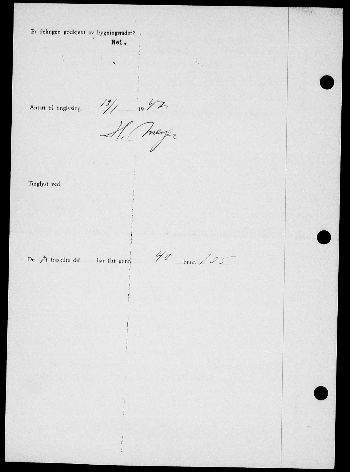 Onsøy sorenskriveri, SAO/A-10474/G/Ga/Gab/L0018: Mortgage book no. II A-18, 1946-1947, Diary no: : 99/1947