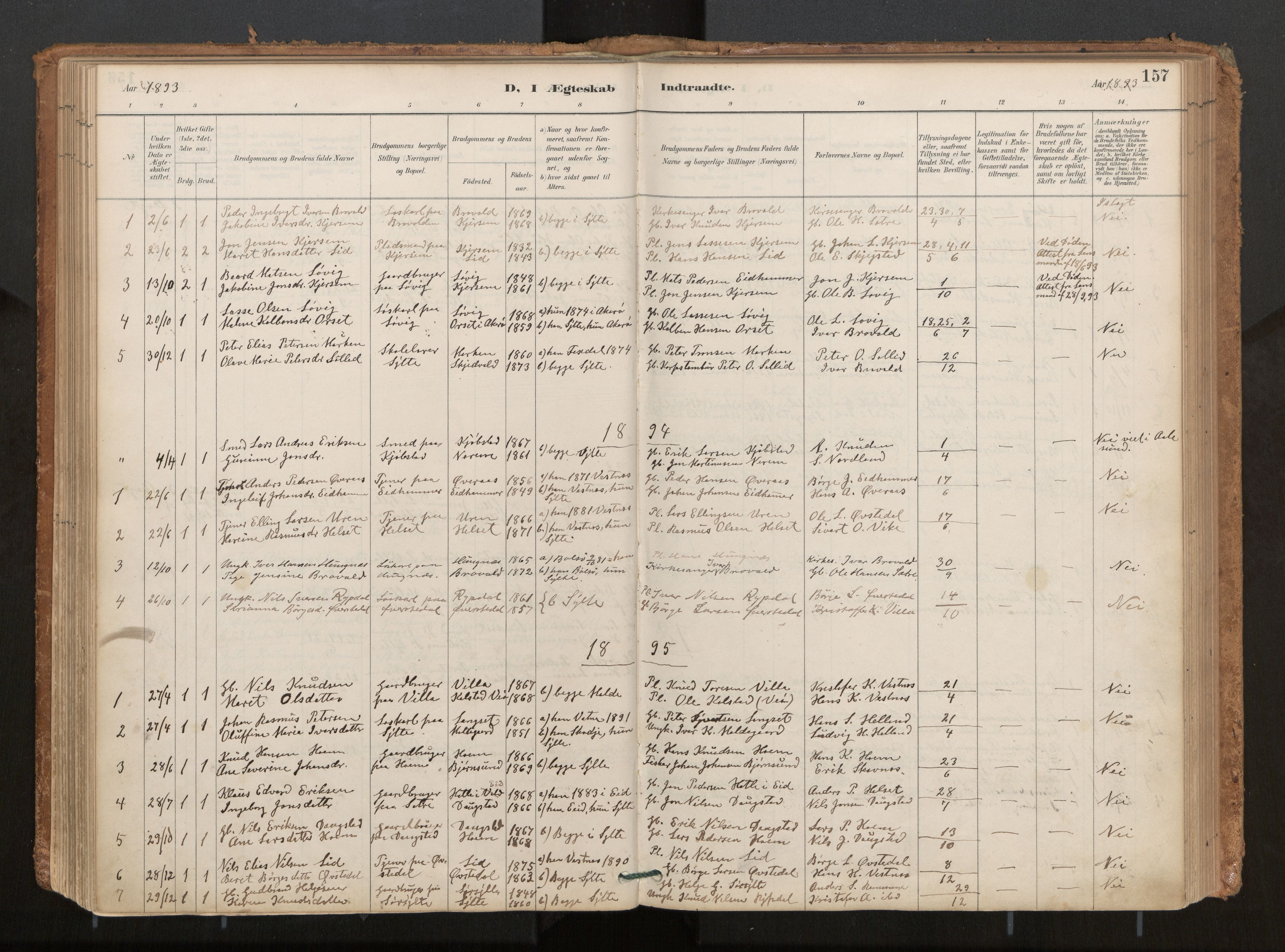 Ministerialprotokoller, klokkerbøker og fødselsregistre - Møre og Romsdal, SAT/A-1454/541/L0545a: Parish register (official) no. 541A03, 1887-1912, p. 157