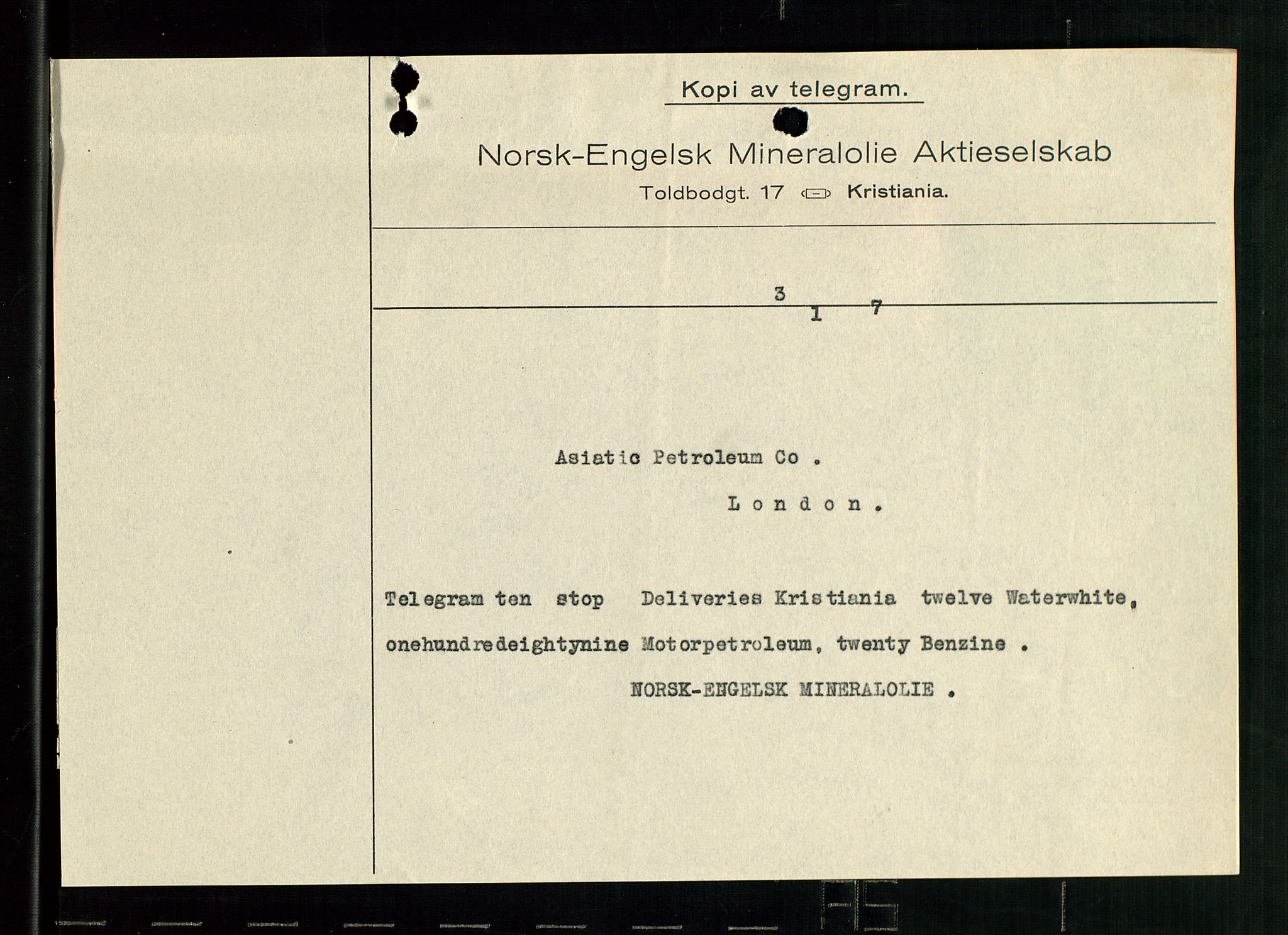 Pa 1521 - A/S Norske Shell, AV/SAST-A-101915/E/Ea/Eaa/L0001: Sjefskorrespondanse, 1917, p. 320