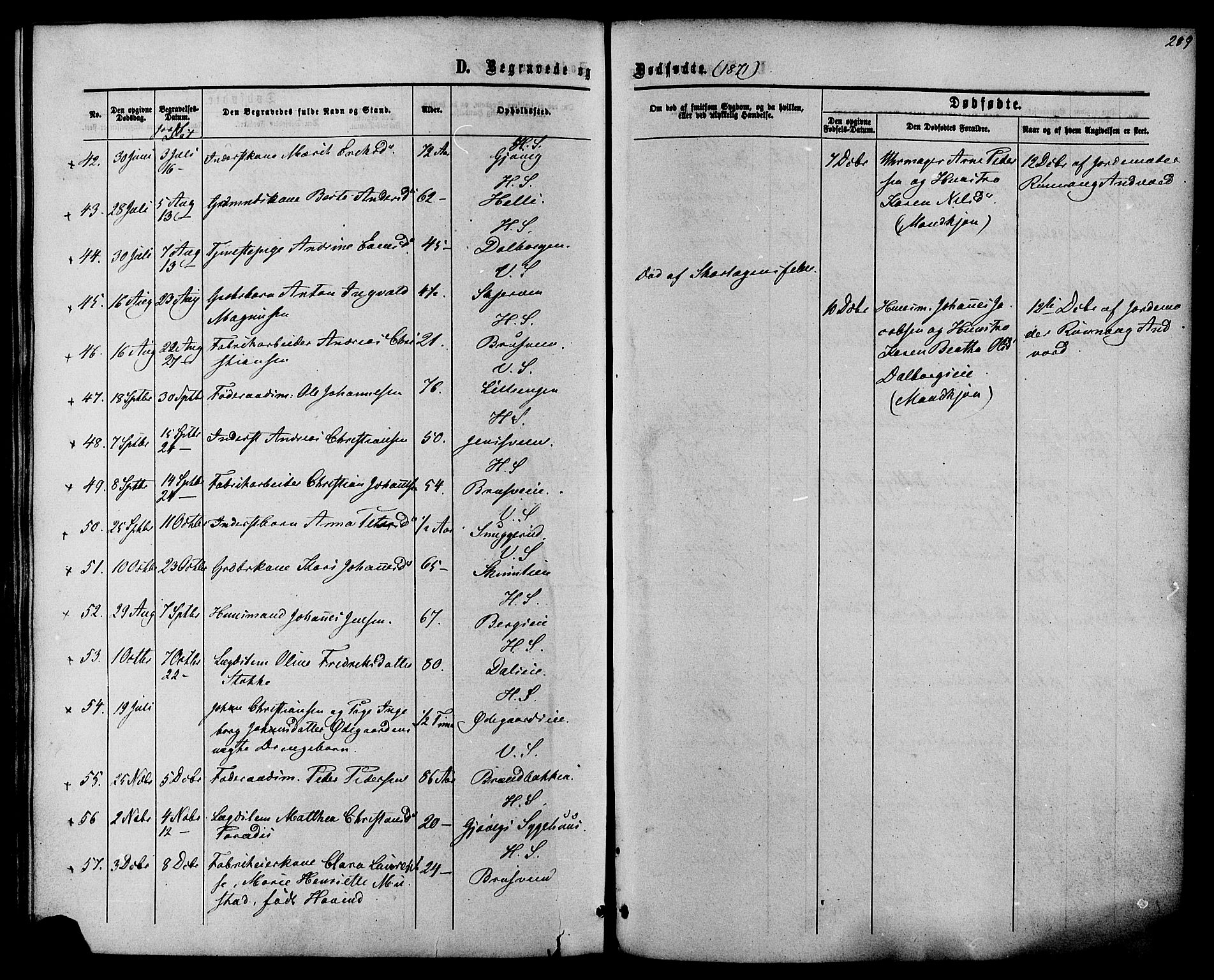 Vardal prestekontor, SAH/PREST-100/H/Ha/Haa/L0007: Parish register (official) no. 7, 1867-1878, p. 289