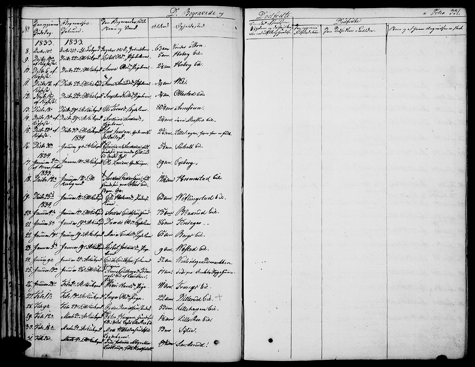 Stange prestekontor, SAH/PREST-002/K/L0009: Parish register (official) no. 9, 1826-1835, p. 331