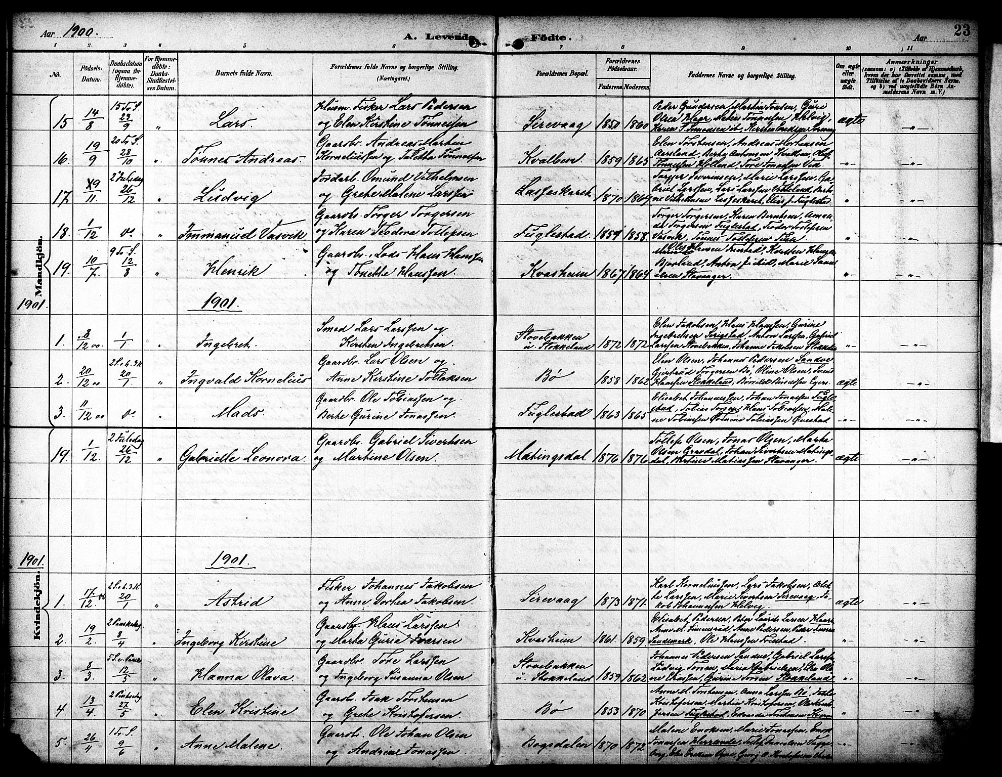 Eigersund sokneprestkontor, AV/SAST-A-101807/S08/L0020: Parish register (official) no. A 19, 1893-1910, p. 23