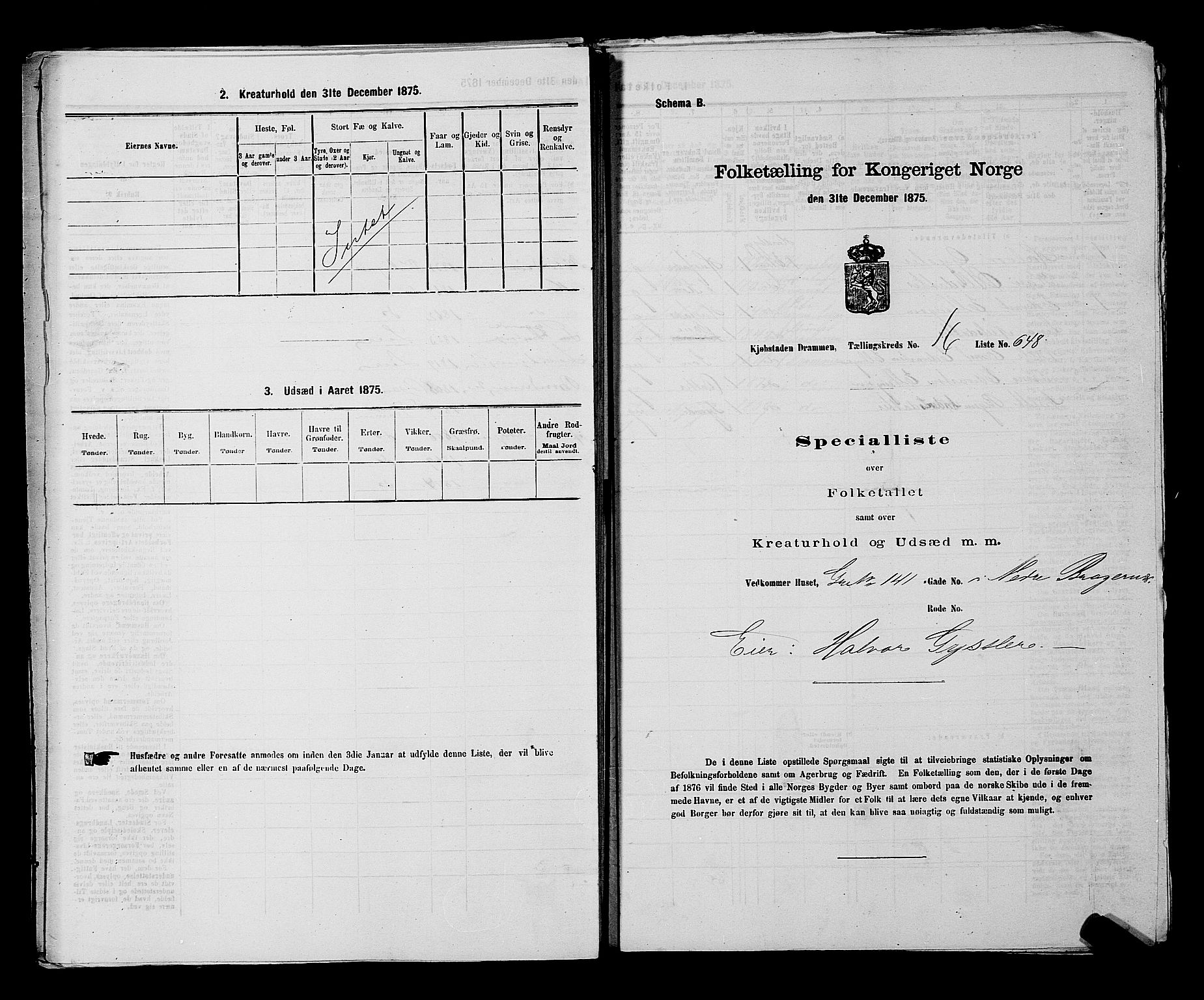 SAKO, 1875 census for 0602 Drammen, 1875, p. 1834