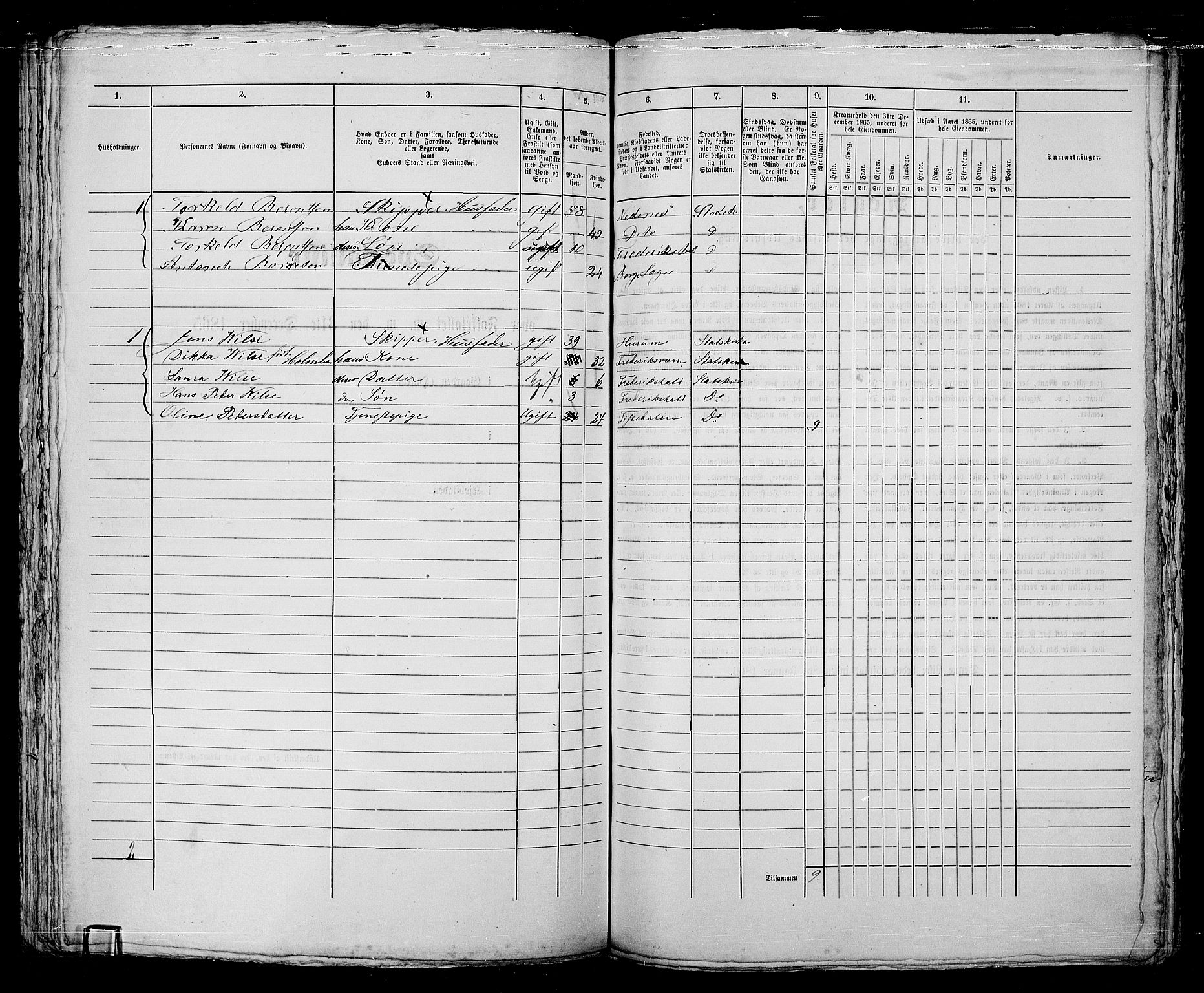 RA, 1865 census for Fredrikshald, 1865, p. 1080