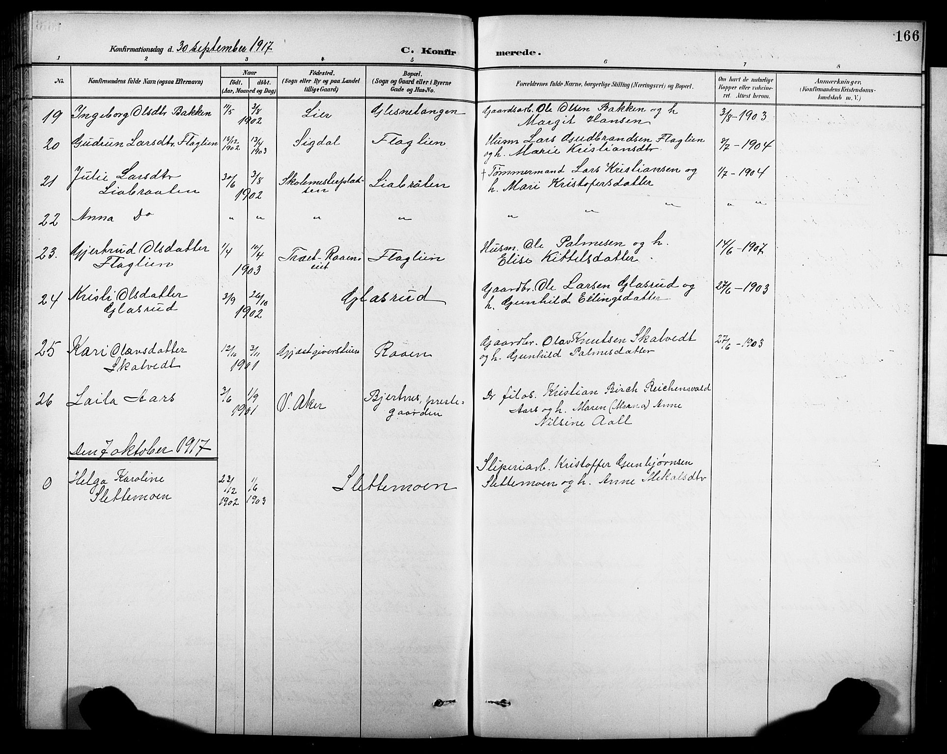 Krødsherad kirkebøker, AV/SAKO-A-19/G/Ga/L0002: Parish register (copy) no. 2, 1894-1918, p. 166