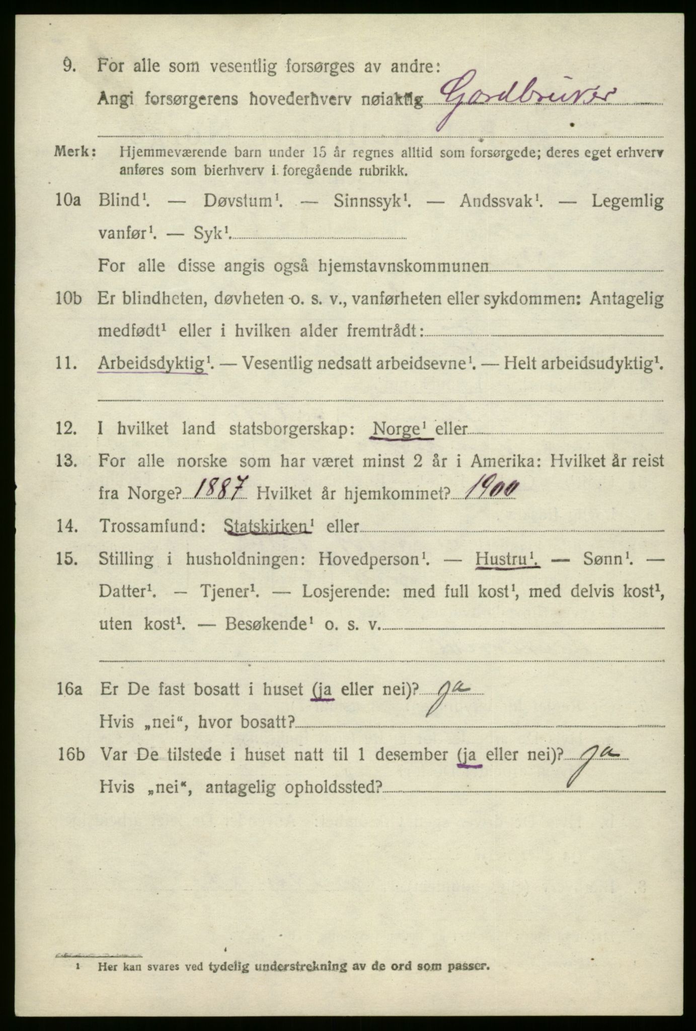 SAB, 1920 census for Stryn, 1920, p. 5203