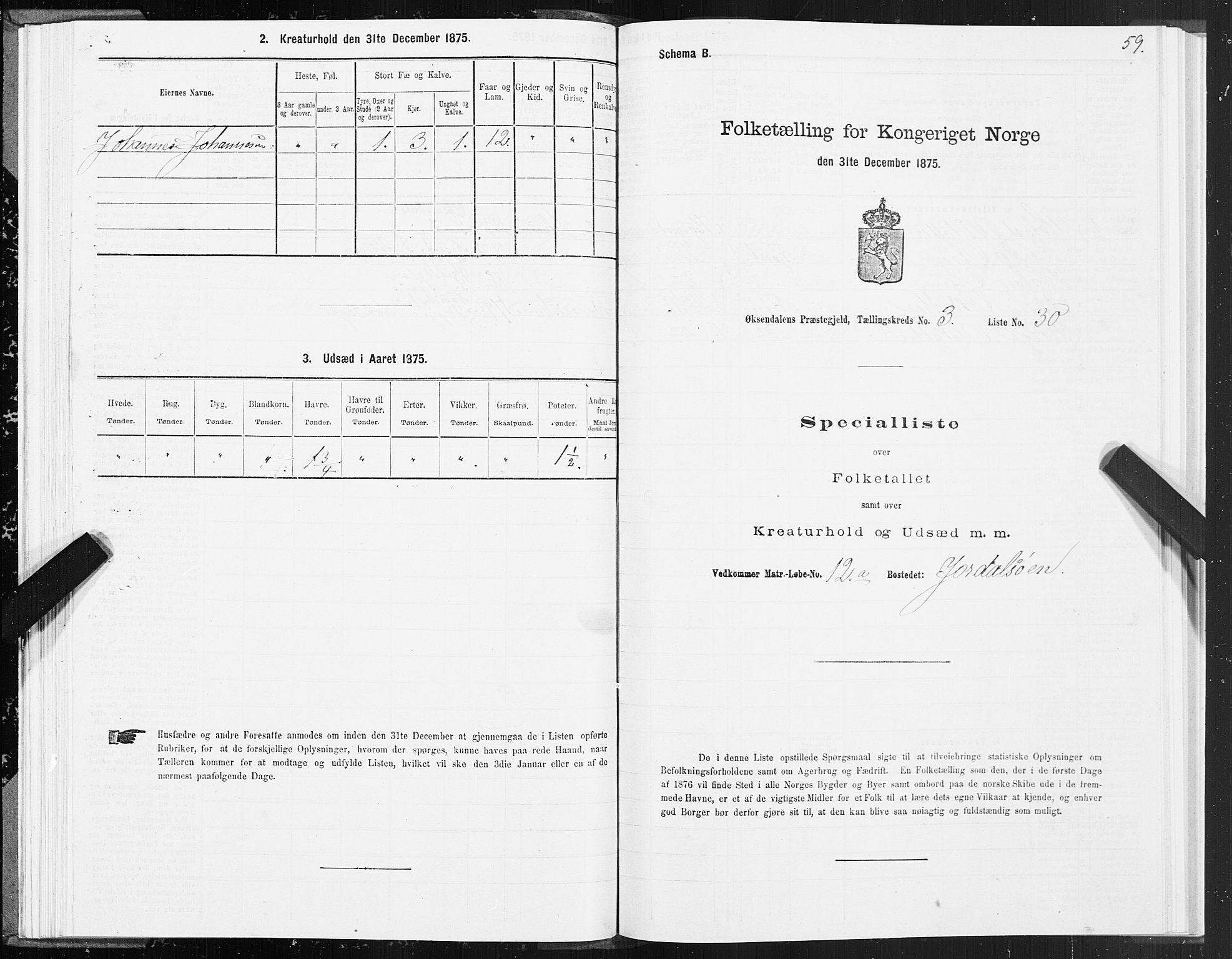 SAT, 1875 census for 1561P Øksendal, 1875, p. 2059